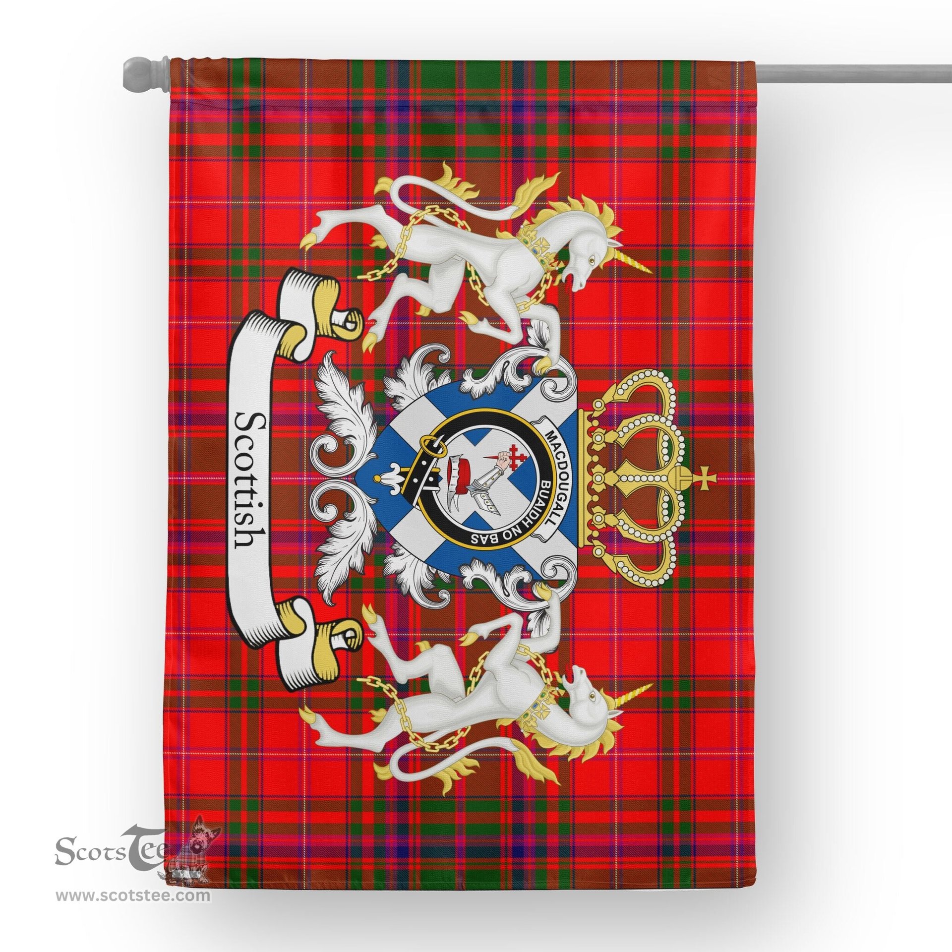 Scotstee Shop Tartan House Flag - MacDougall Tartan Flag Clan Badge With Lion Scottish, Tartan Garden Flag, Tartan Flag, Tartan House Flag, Plaid Flag, Christmas Plaid Flag