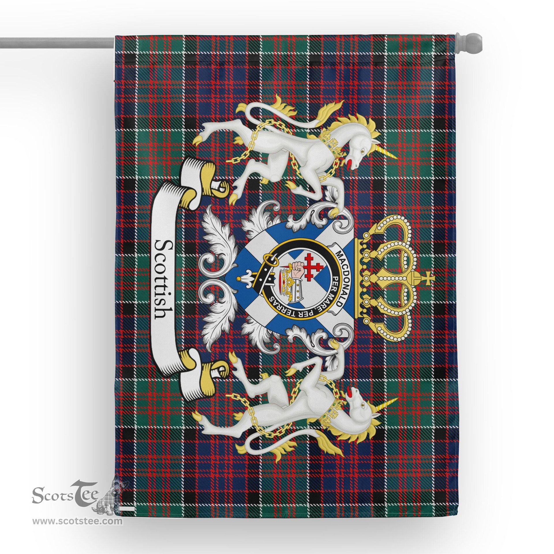 Scotstee Shop Tartan House Flag - Macdonalds Of Donald Tartan Flag Clan Badge With Lion Scottish, Tartan Garden Flag, Tartan Flag, Tartan House Flag, Plaid Flag, Christmas Plaid Flag