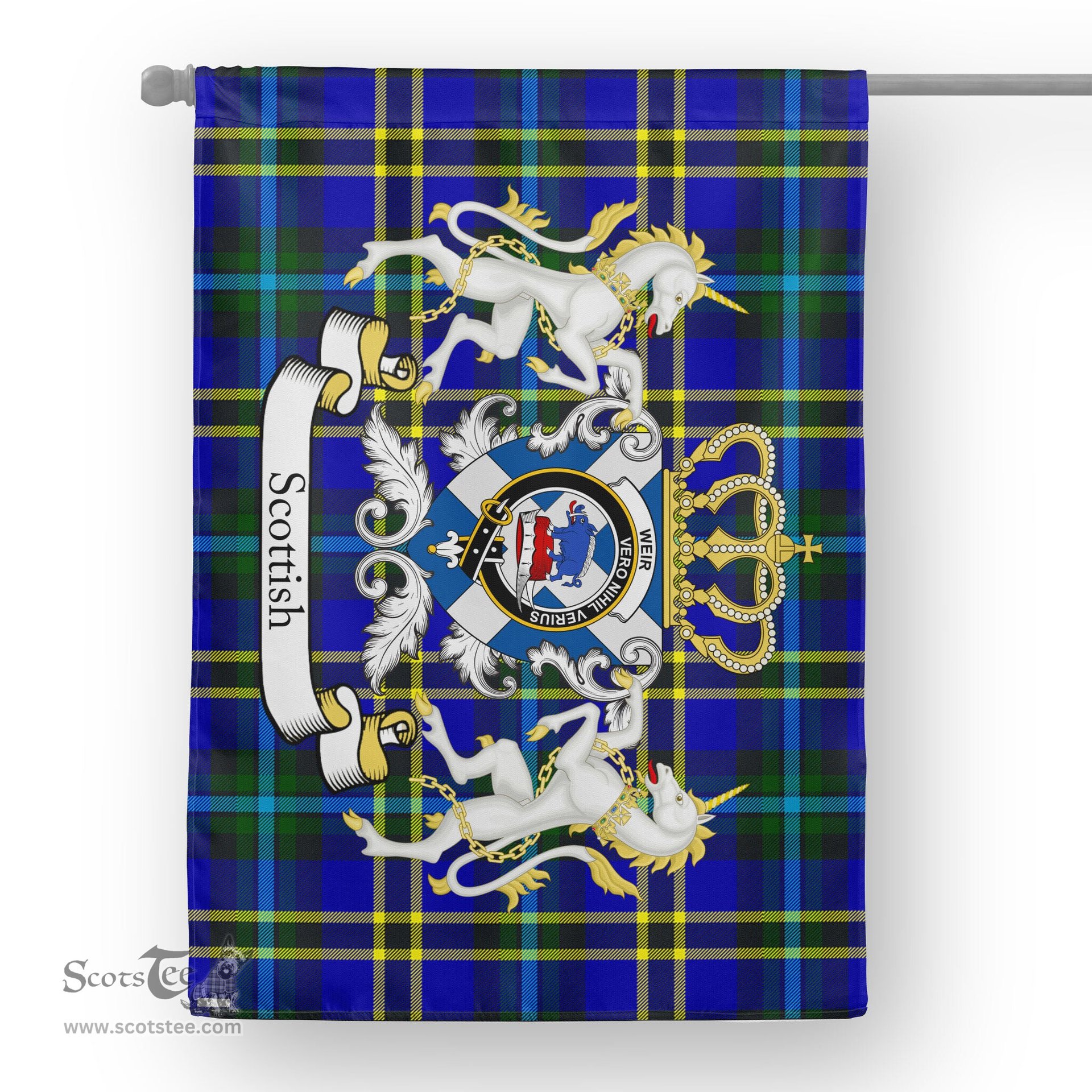 Scotstee Shop Tartan House Flag - Weir Tartan Flag Clan Badge With Lion Scottish, Tartan Garden Flag, Tartan Flag, Tartan House Flag, Plaid Flag, Christmas Plaid Flag