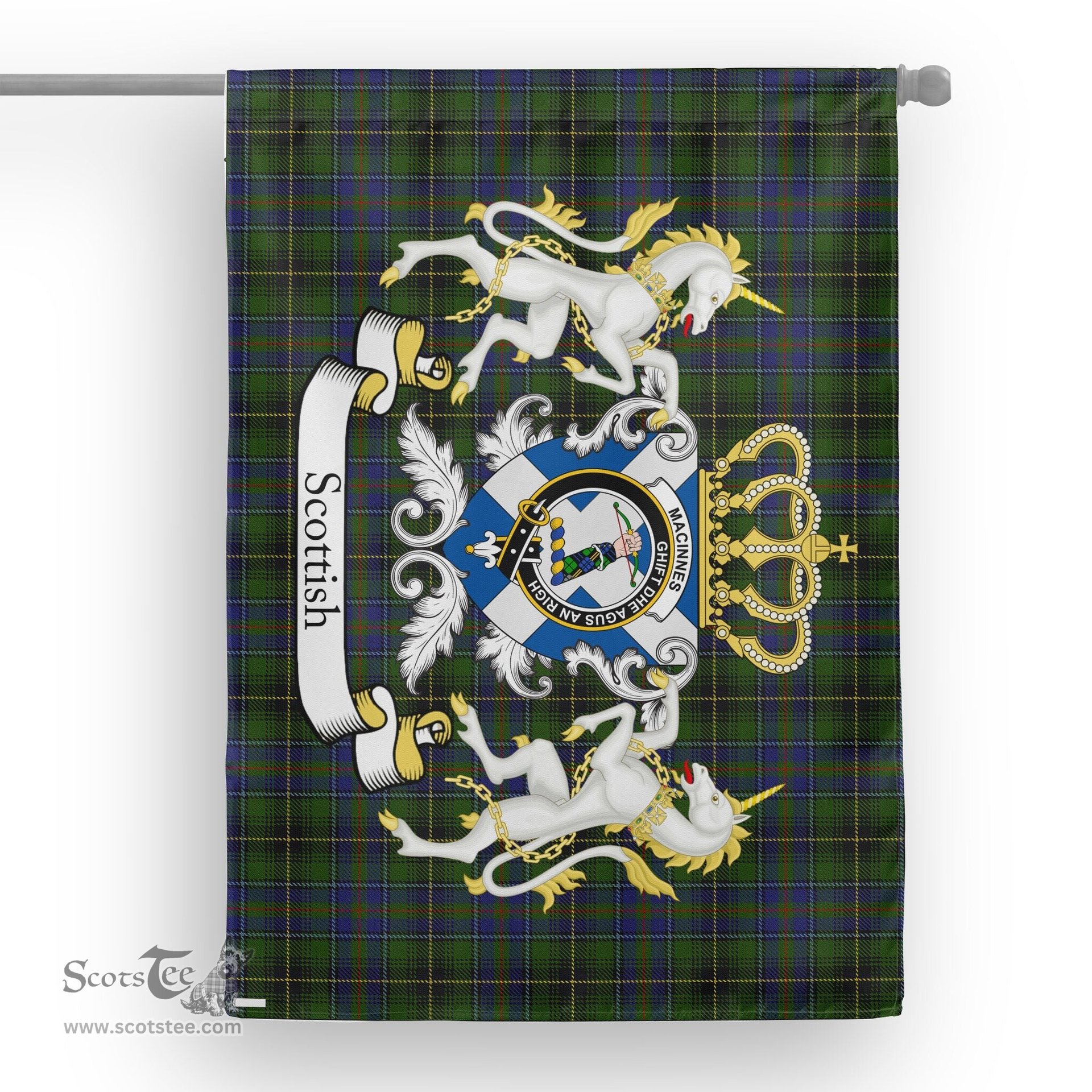 Scotstee Shop Tartan House Flag - MacInnes Tartan Flag Clan Badge With Lion Scottish, Tartan Garden Flag, Tartan Flag, Tartan House Flag, Plaid Flag, Christmas Plaid Flag