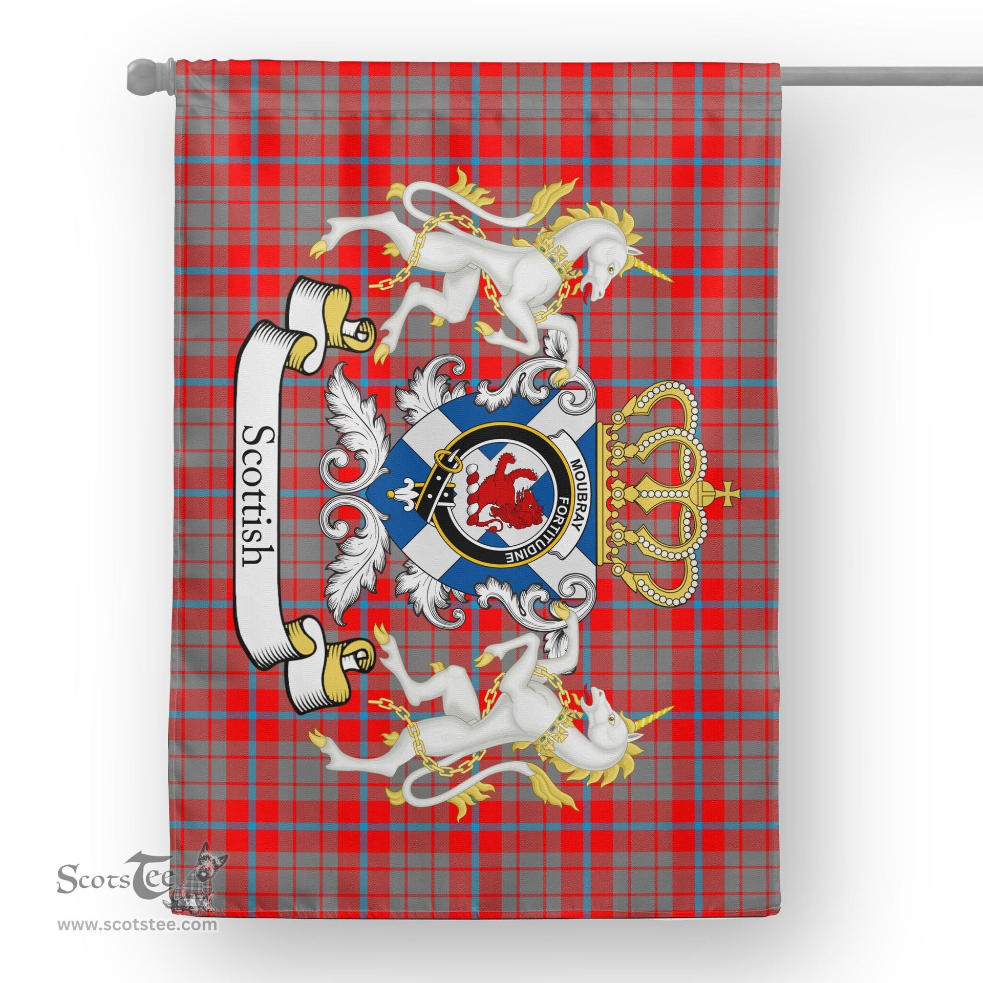 Scotstee Shop Tartan House Flag - Moubray Tartan Flag Clan Badge With Lion Scottish, Tartan Garden Flag, Tartan Flag, Tartan House Flag, Plaid Flag, Christmas Plaid Flag
