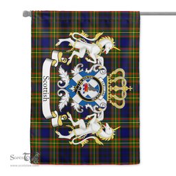 Scotstee Shop - Scotstee Shop Tartan Garden Flag Clelland Tartan Flag Clan Badge With Lion Scottish Tartan House Flag