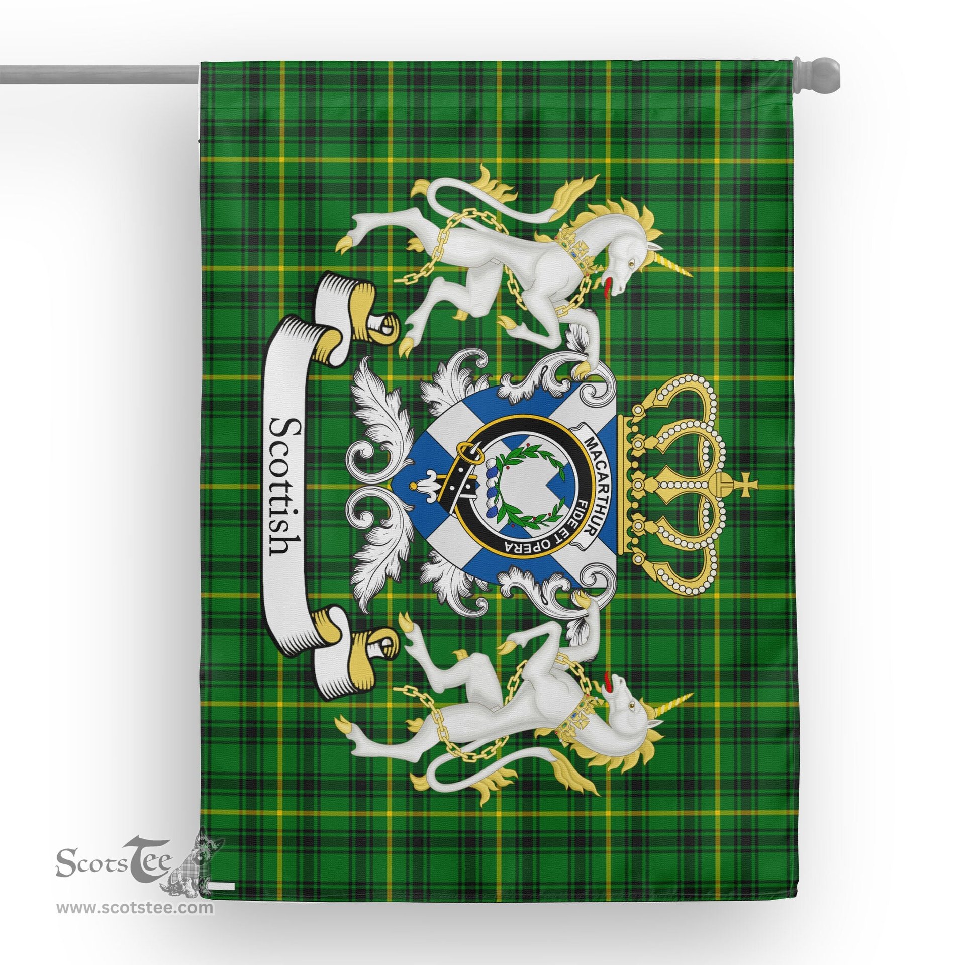Scotstee Shop Tartan House Flag - Macarthur Tartan Flag Clan Badge With Lion Scottish, Tartan Garden Flag, Tartan Flag, Tartan House Flag, Plaid Flag, Christmas Plaid Flag