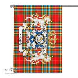 Scotstee Shop - Scotstee Shop Tartan Garden Flag Chattan Tartan Flag Clan Badge With Lion Scottish Tartan House Flag