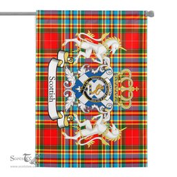 Scotstee Shop - Scotstee Shop Tartan Garden Flag Chattan Tartan Flag Clan Badge With Lion Scottish Tartan House Flag