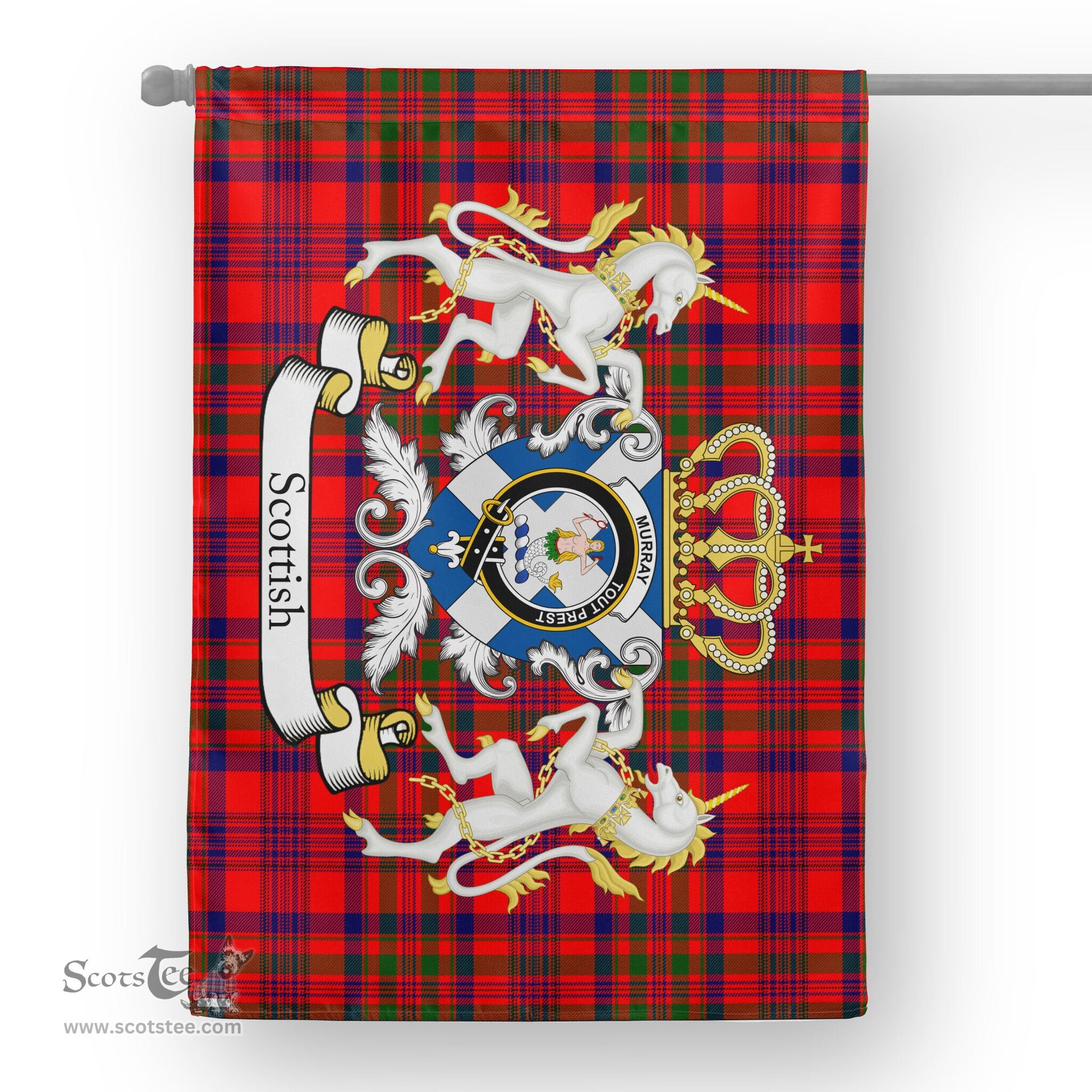 Scotstee Shop Tartan House Flag - Murray of Dysart Tartan Flag Clan Badge With Lion Scottish, Tartan Garden Flag, Tartan Flag, Tartan House Flag, Plaid Flag, Christmas Plaid Flag