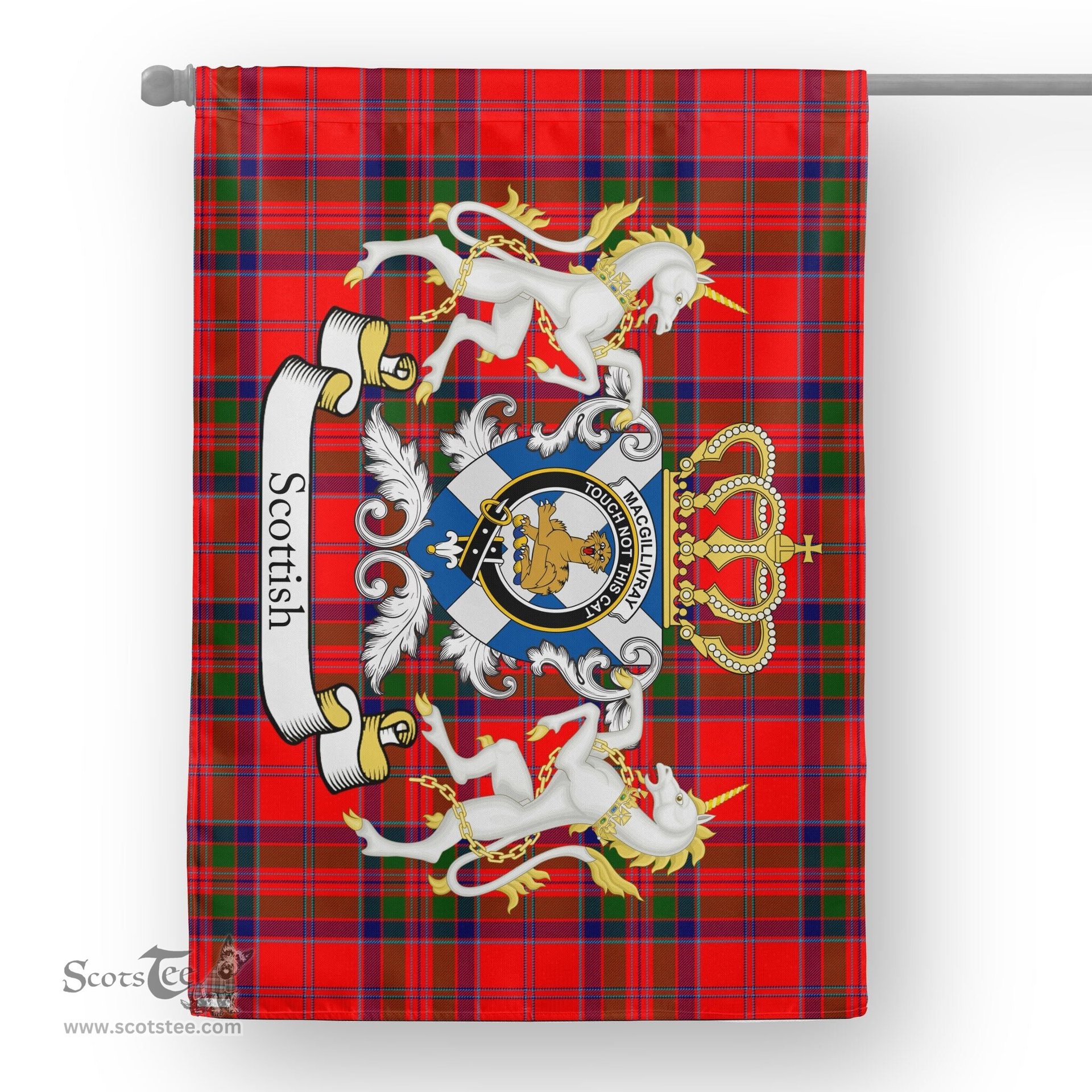 Scotstee Shop Tartan House Flag - MacGillivray Tartan Flag Clan Badge With Lion Scottish, Tartan Garden Flag, Tartan Flag, Tartan House Flag, Plaid Flag, Christmas Plaid Flag