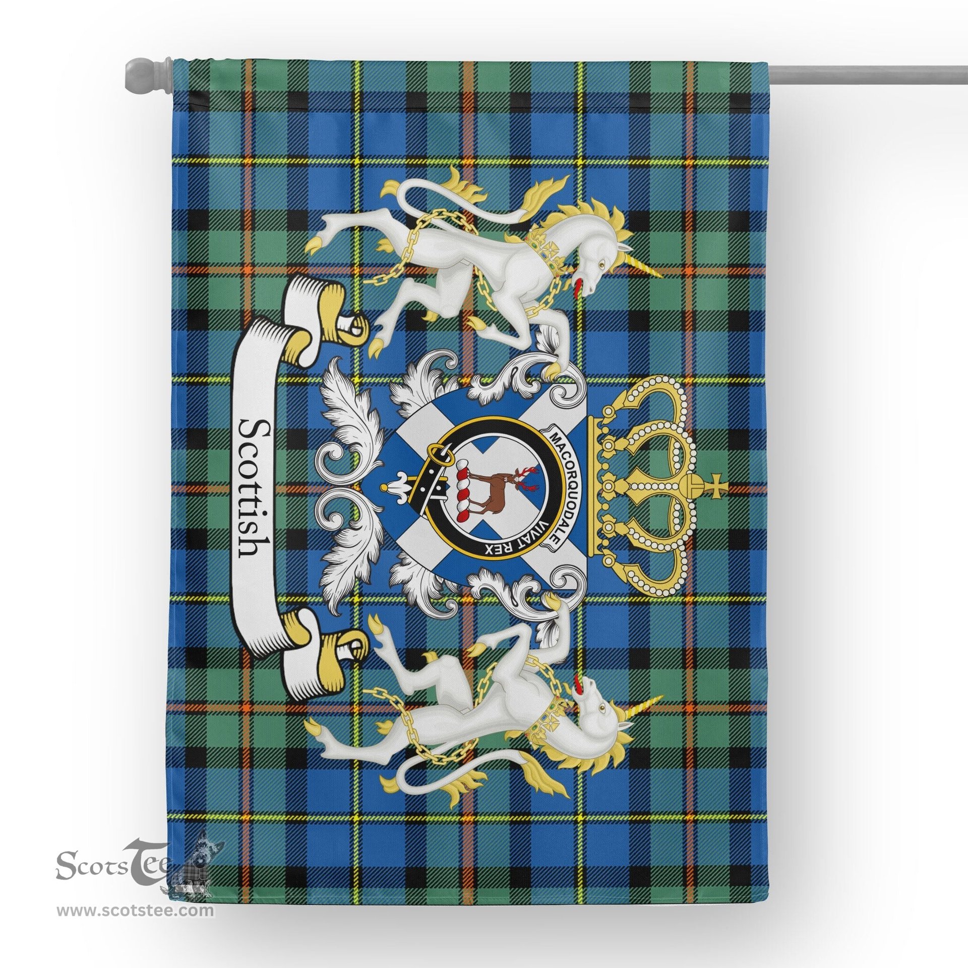 Scotstee Shop Tartan House Flag - MacCorquodale Tartan Flag Clan Badge With Lion Scottish, Tartan Garden Flag, Tartan Flag, Tartan House Flag, Plaid Flag, Christmas Plaid Flag