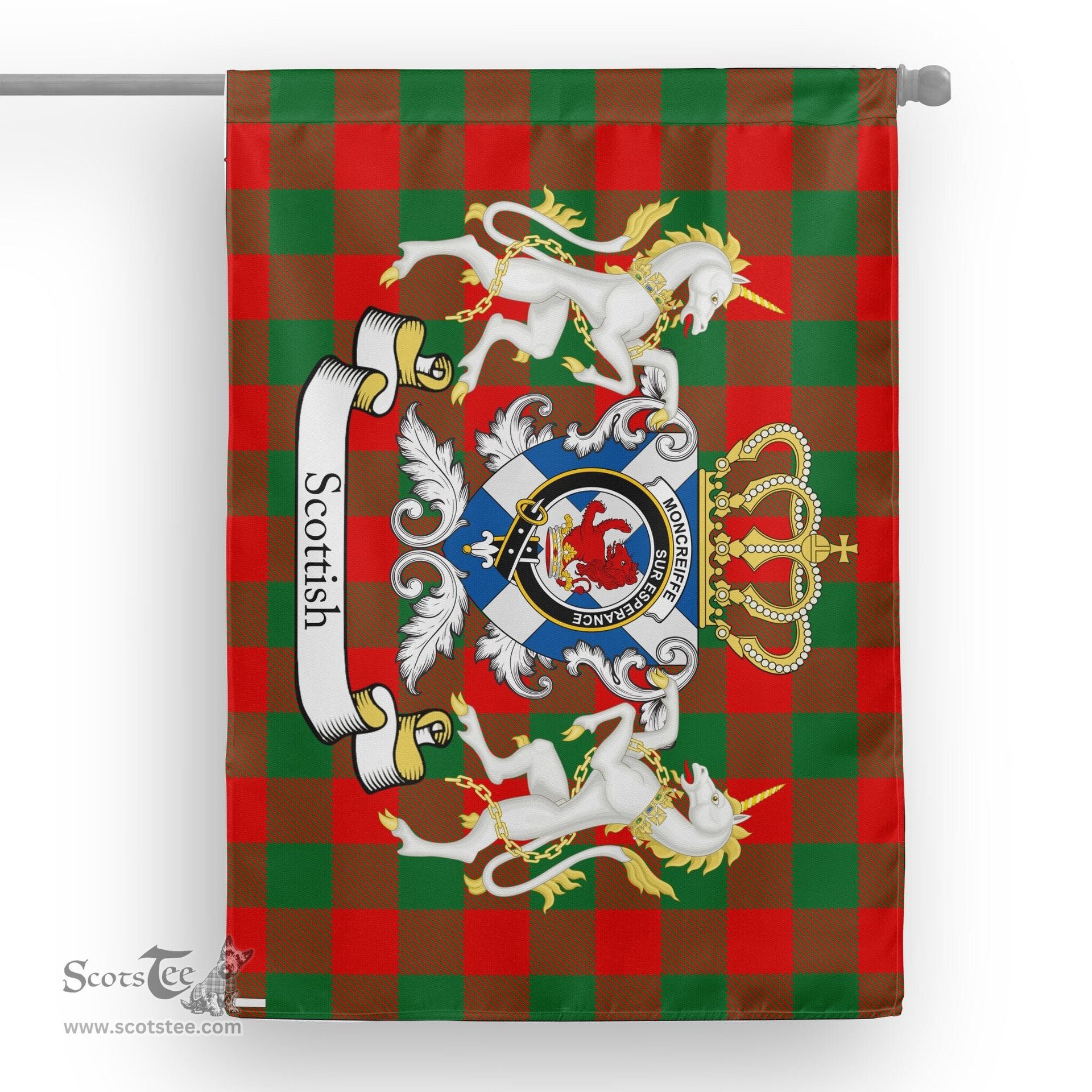 Scotstee Shop Tartan House Flag - Moncreiffe Tartan Flag Clan Badge With Lion Scottish, Tartan Garden Flag, Tartan Flag, Tartan House Flag, Plaid Flag, Christmas Plaid Flag