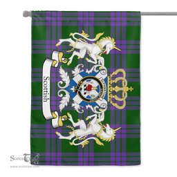 Scotstee Shop - Scotstee Shop Tartan Garden Flag Elphinstone Tartan Flag Clan Badge With Lion Scottish Tartan House Flag