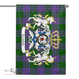 Scotstee Shop - Scotstee Shop Tartan Garden Flag Elphinstone Tartan Flag Clan Badge With Lion Scottish Tartan House Flag