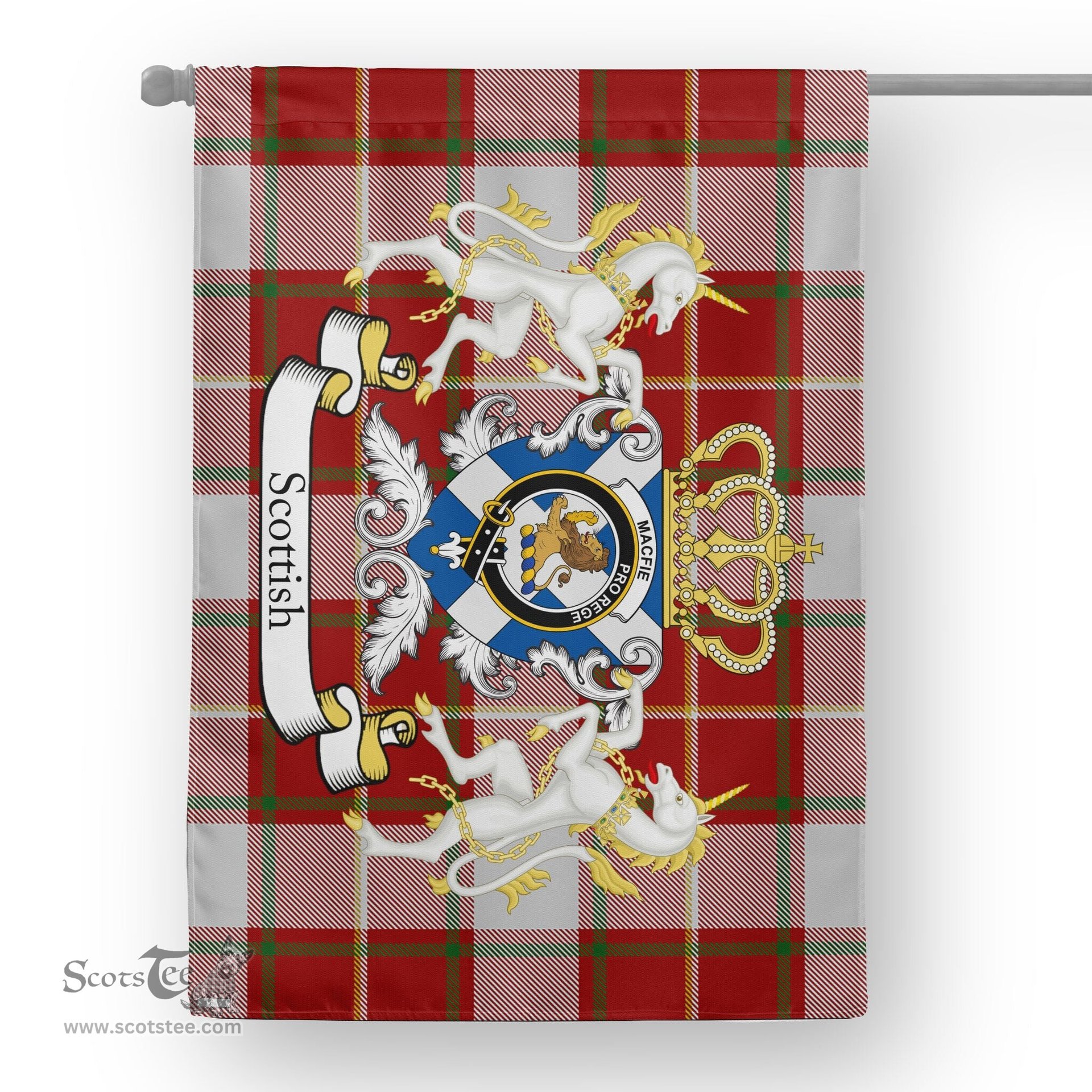Scotstee Shop Tartan House Flag - MacFie Tartan Flag Clan Badge With Lion Scottish, Tartan Garden Flag, Tartan Flag, Tartan House Flag, Plaid Flag, Christmas Plaid Flag