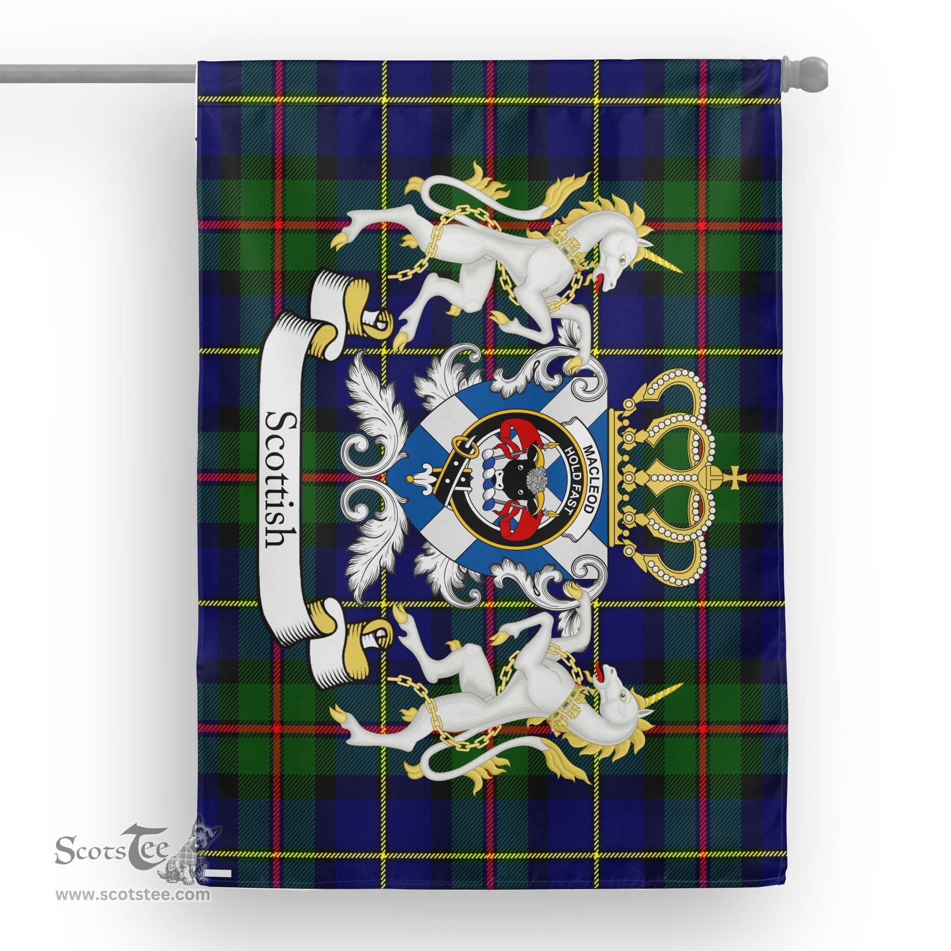 Scotstee Shop Tartan House Flag - MacLeod Tartan Flag Clan Badge With Lion Scottish, Tartan Garden Flag, Tartan Flag, Tartan House Flag, Plaid Flag, Christmas Plaid Flag