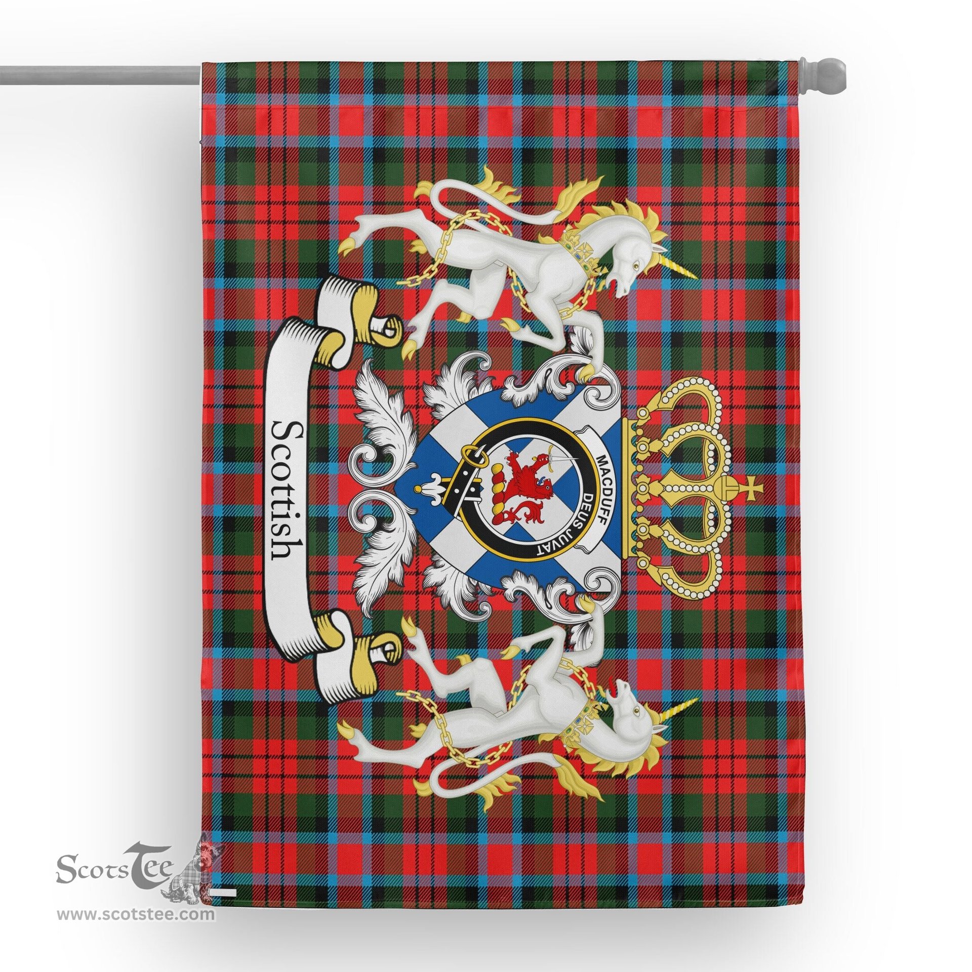 Scotstee Shop Tartan House Flag - MacDuff Tartan Flag Clan Badge With Lion Scottish, Tartan Garden Flag, Tartan Flag, Tartan House Flag, Plaid Flag, Christmas Plaid Flag