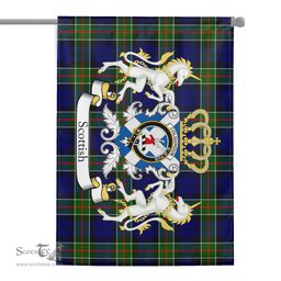 Scotstee Shop - Scotstee Shop Tartan Garden Flag Colquhoun Tartan Flag Clan Badge With Lion Scottish Tartan House Flag