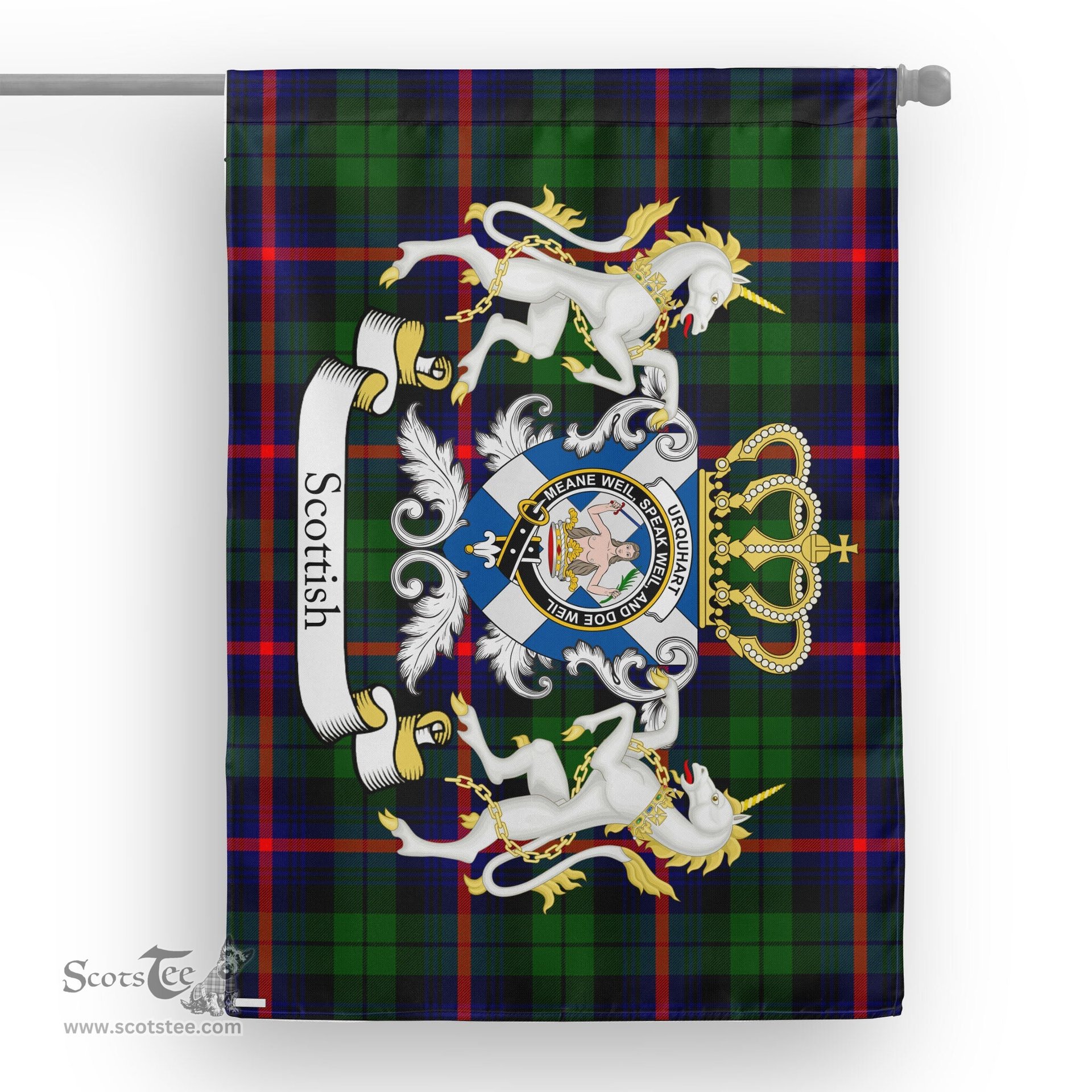 Scotstee Shop Tartan House Flag - Urquhart Tartan Flag Clan Badge With Lion Scottish, Tartan Garden Flag, Tartan Flag, Tartan House Flag, Plaid Flag, Christmas Plaid Flag