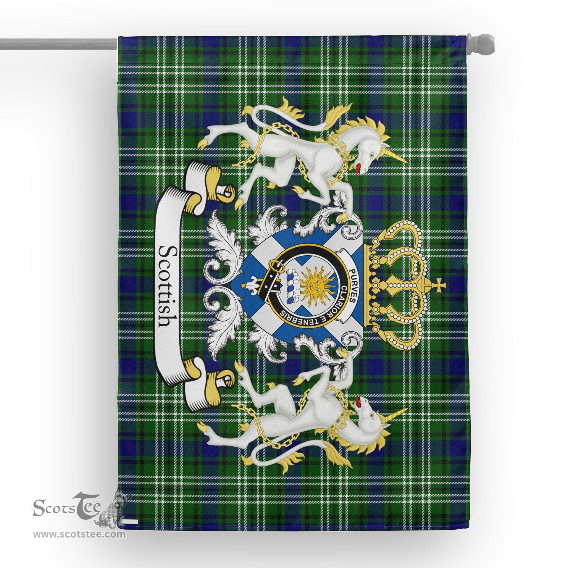 Scotstee Shop Tartan House Flag - Purves Tartan Flag Clan Badge With Lion Scottish, Tartan Garden Flag, Tartan Flag, Tartan House Flag, Plaid Flag, Christmas Plaid Flag