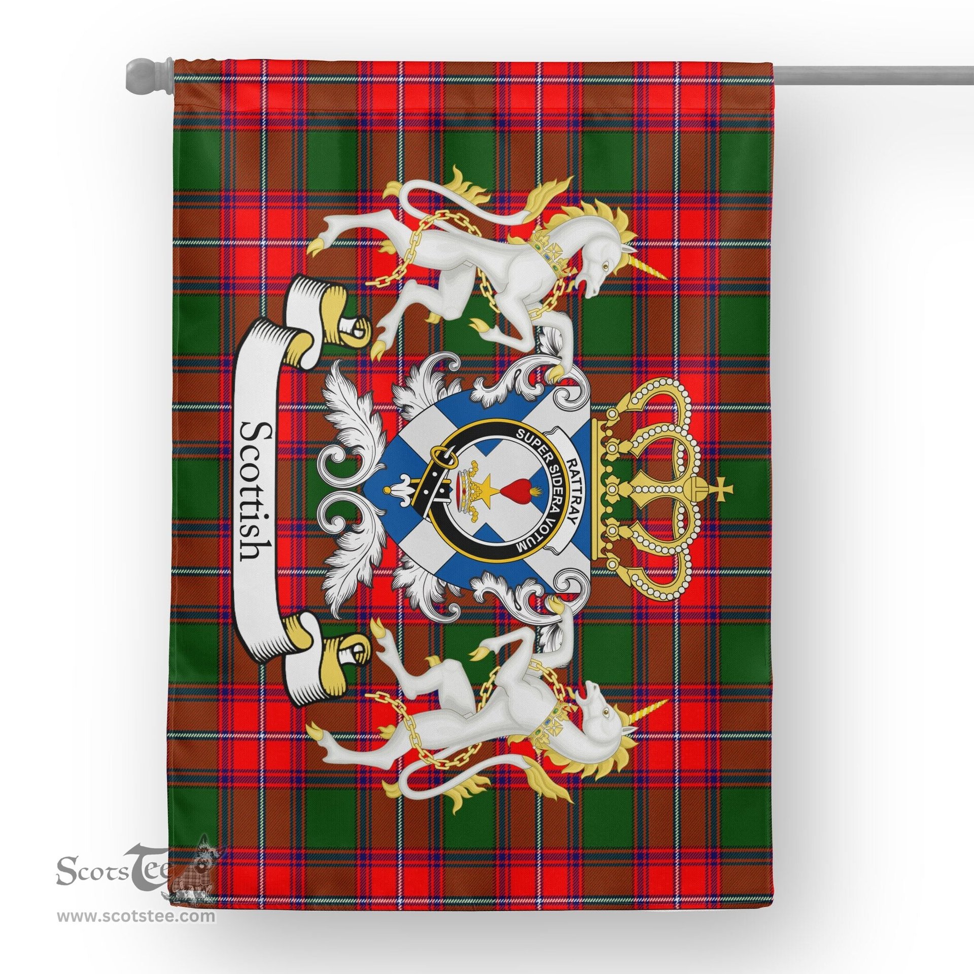 Scotstee Shop Tartan House Flag - Rattray Tartan Flag Clan Badge With Lion Scottish, Tartan Garden Flag, Tartan Flag, Tartan House Flag, Plaid Flag, Christmas Plaid Flag