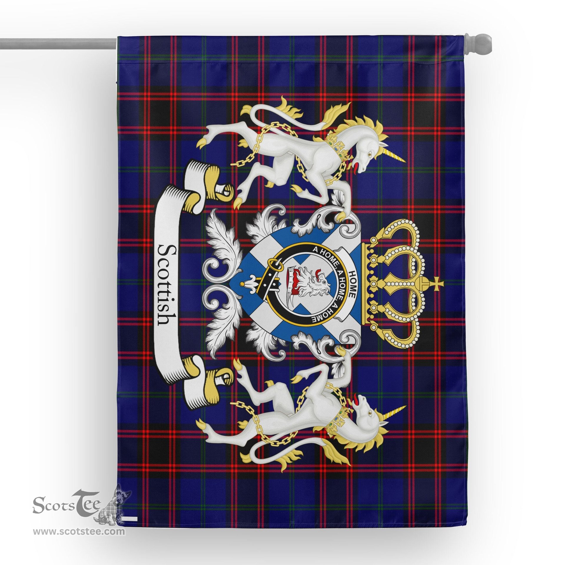 Scotstee Shop Tartan House Flag - Home Tartan Flag Clan Badge With Lion Scottish, Tartan Garden Flag, Tartan Flag, Tartan House Flag, Plaid Flag, Christmas Plaid Flag