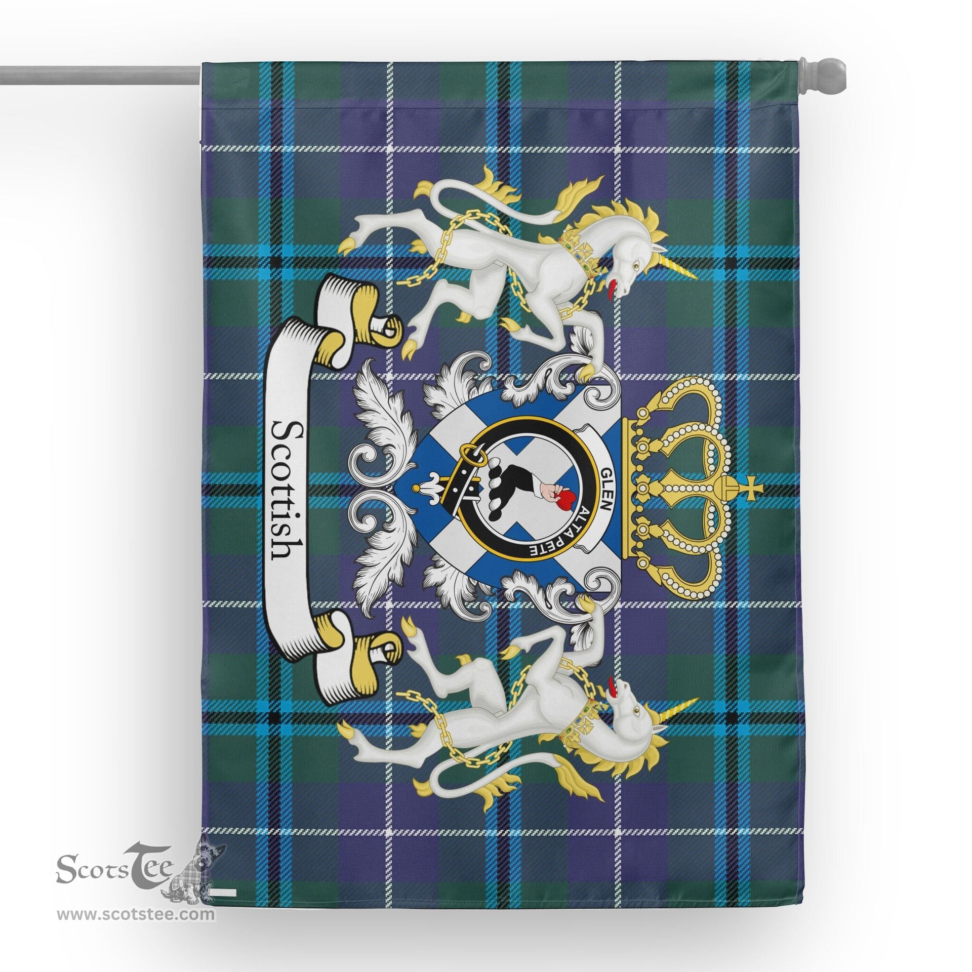 Scotstee Shop Tartan House Flag - Glen Tartan Flag Clan Badge With Lion Scottish, Tartan Garden Flag, Tartan Flag, Tartan House Flag, Plaid Flag, Christmas Plaid Flag