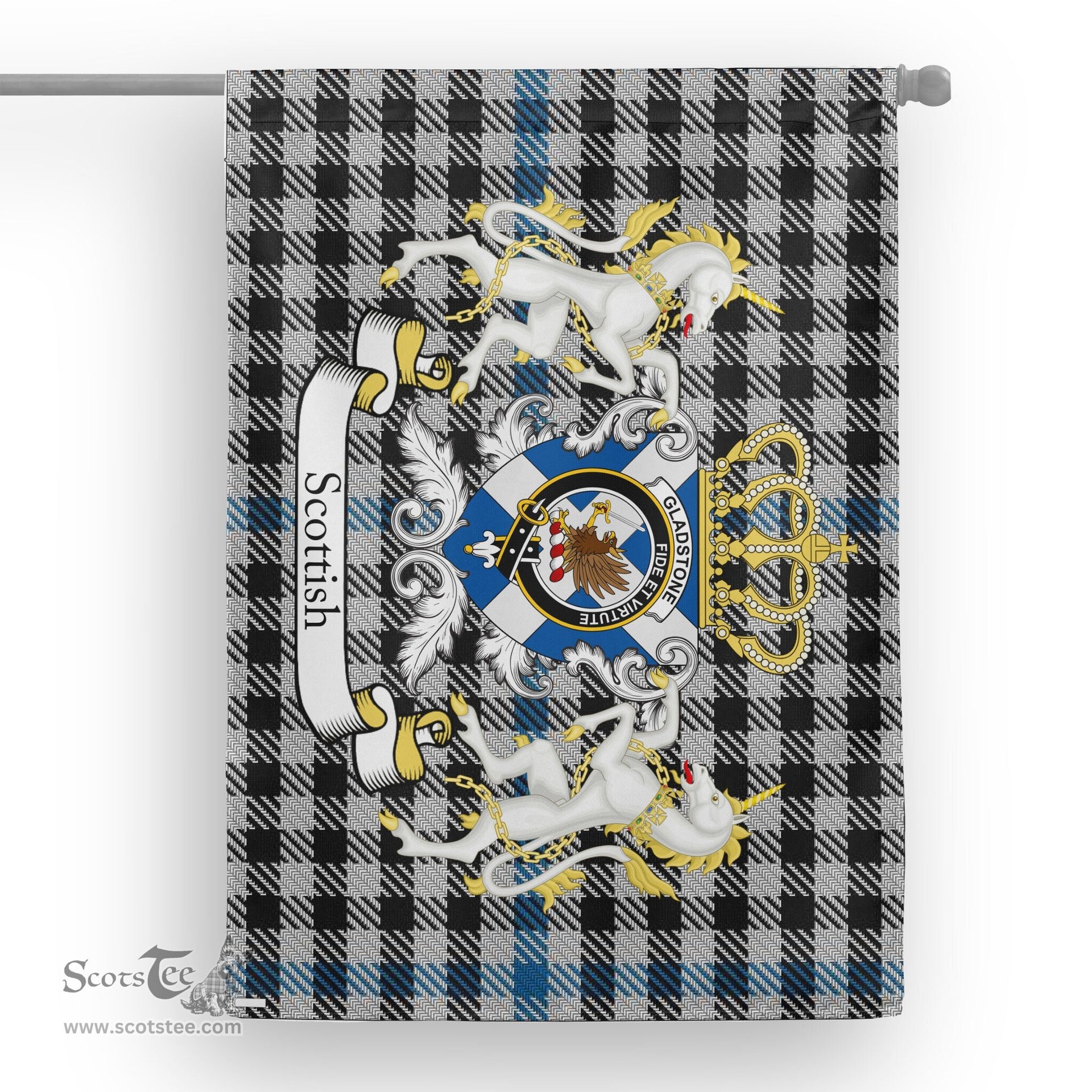 Scotstee Shop Tartan House Flag - Gladstone Tartan Flag Clan Badge With Lion Scottish, Tartan Garden Flag, Tartan Flag, Tartan House Flag, Plaid Flag, Christmas Plaid Flag