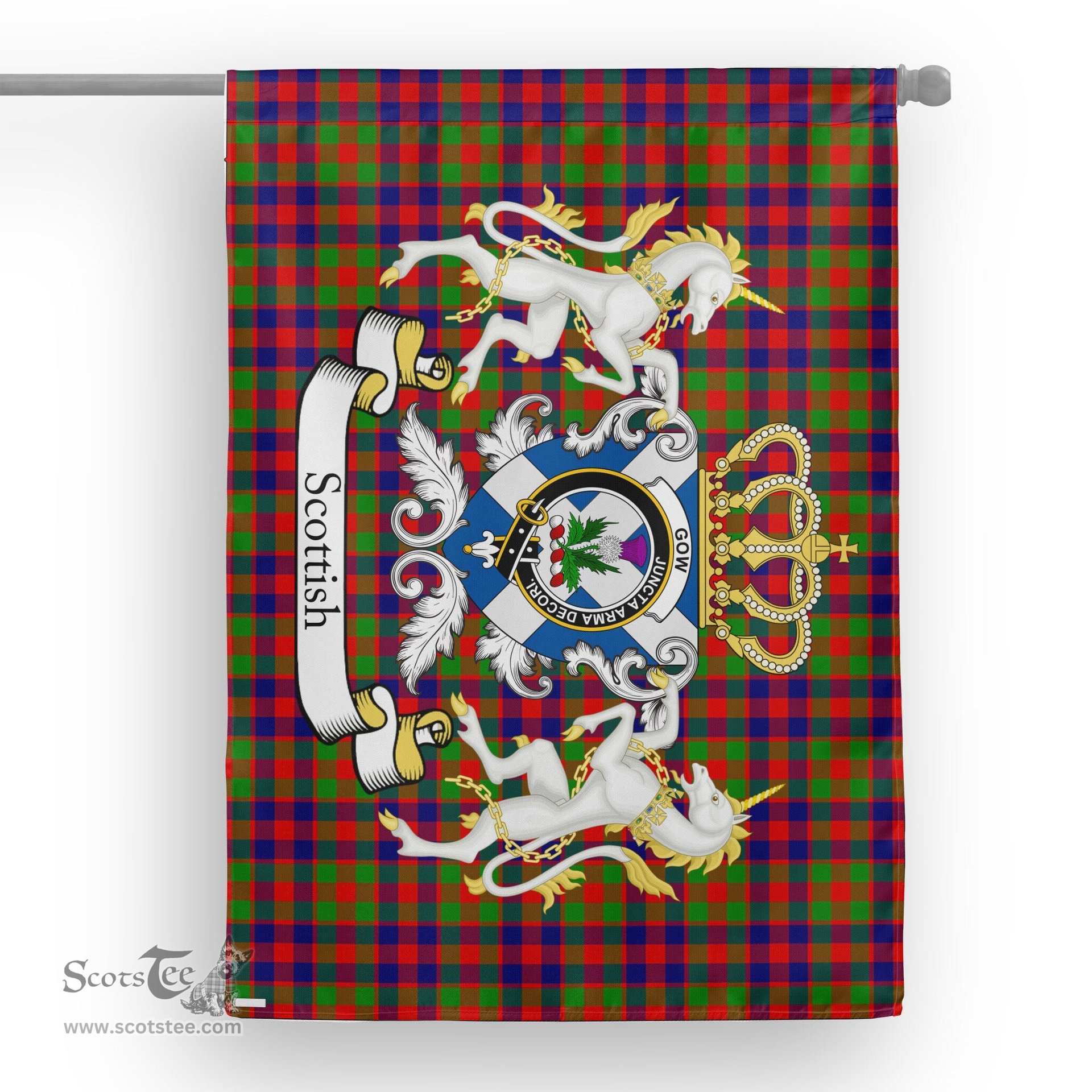 Scotstee Shop Tartan House Flag - Gow of Skeoch Tartan Flag Clan Badge With Lion Scottish, Tartan Garden Flag, Tartan Flag, Tartan House Flag, Plaid Flag, Christmas Plaid Flag