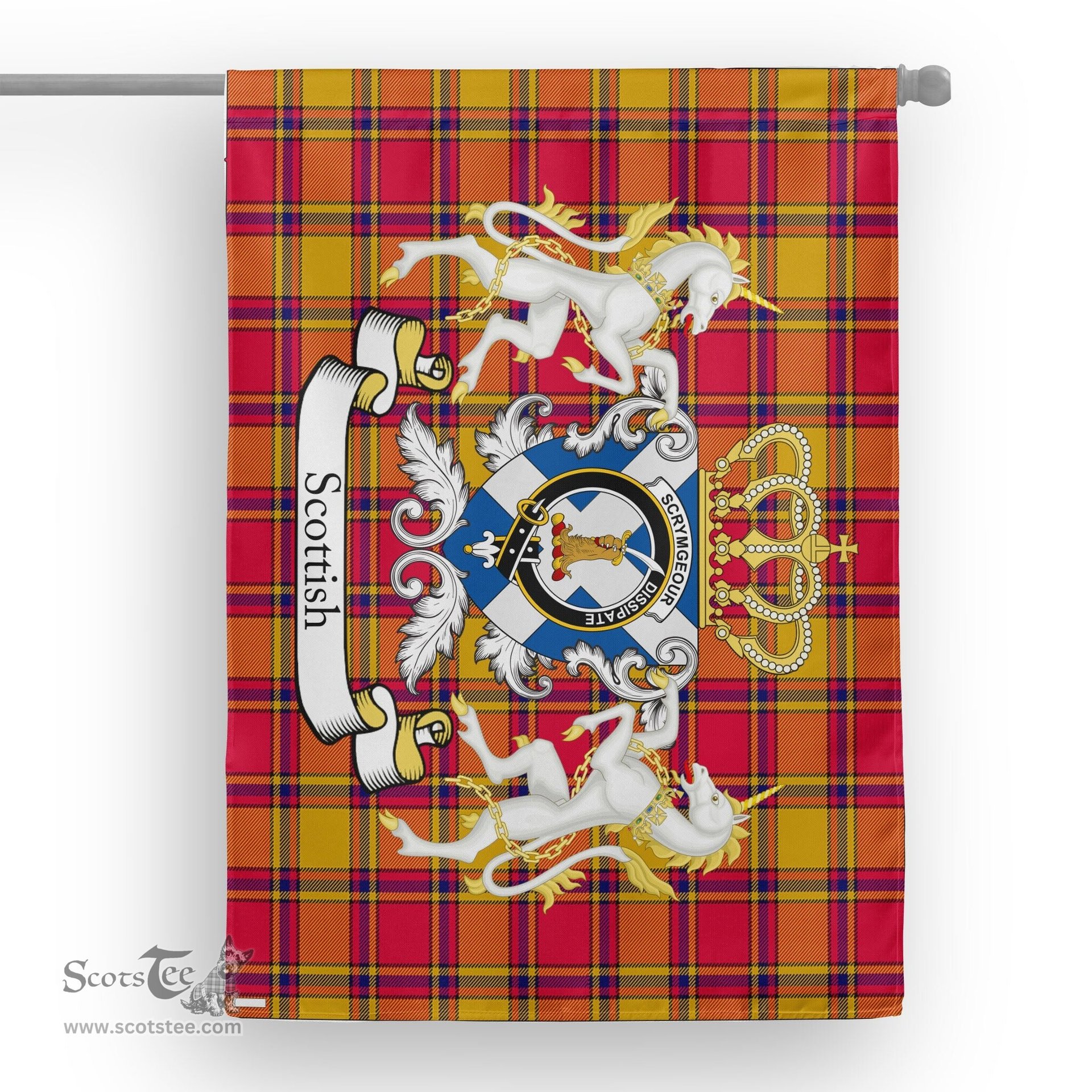 Scotstee Shop Tartan House Flag - Scrymgeour Tartan Flag Clan Badge With Lion Scottish, Tartan Garden Flag, Tartan Flag, Tartan House Flag, Plaid Flag, Christmas Plaid Flag