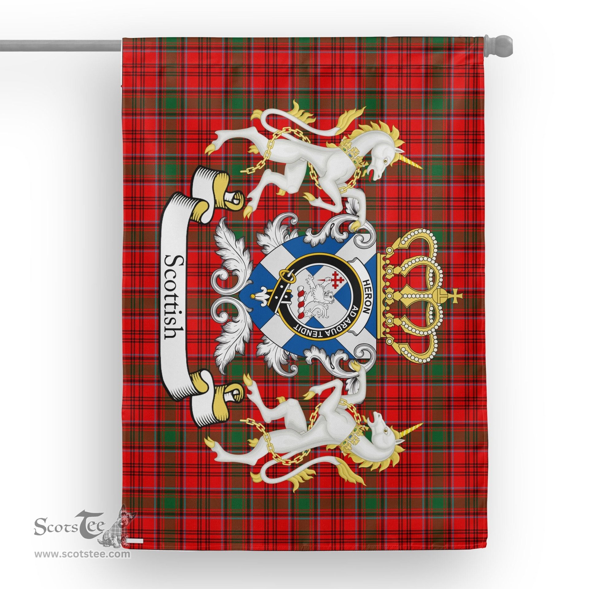 Scotstee Shop Tartan House Flag - Heron Tartan Flag Clan Badge With Lion Scottish, Tartan Garden Flag, Tartan Flag, Tartan House Flag, Plaid Flag, Christmas Plaid Flag