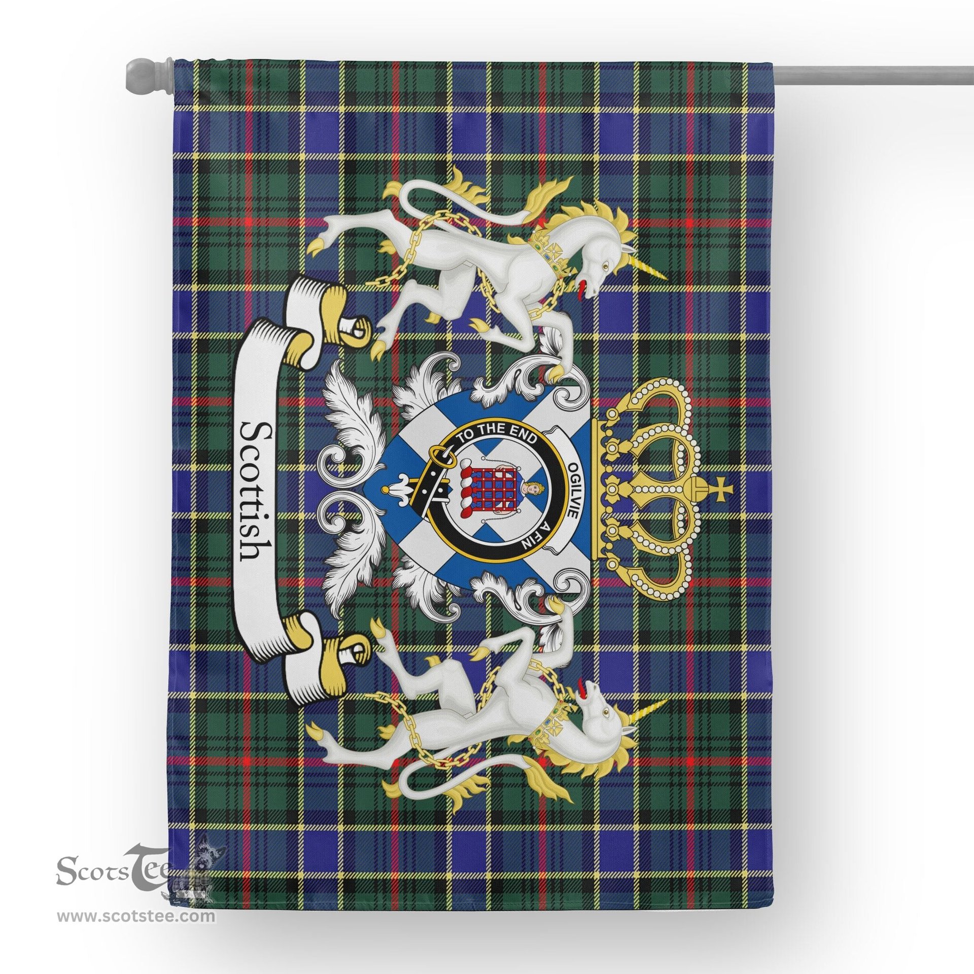 Scotstee Shop Tartan House Flag - Ogilvie Tartan Flag Clan Badge With Lion Scottish, Tartan Garden Flag, Tartan Flag, Tartan House Flag, Plaid Flag, Christmas Plaid Flag