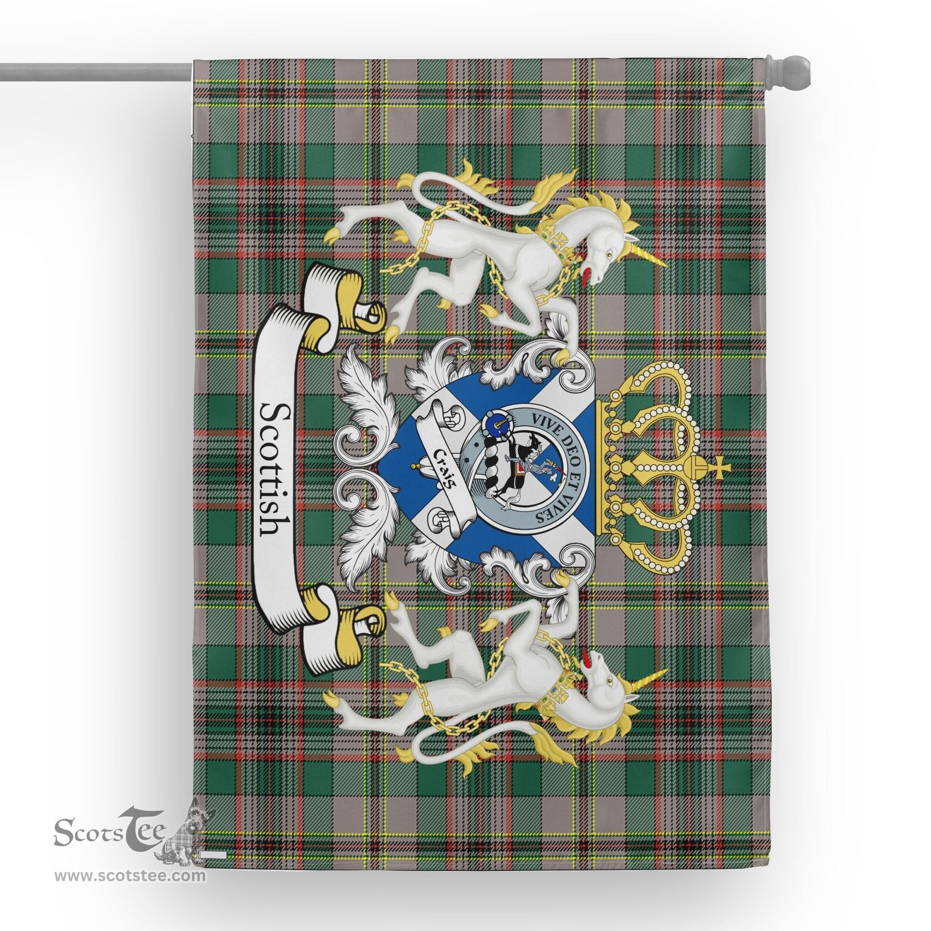 Scotstee Shop Tartan Garden Flag Craig Tartan Flag Clan Badge With Lion Scottish Tartan House Flag