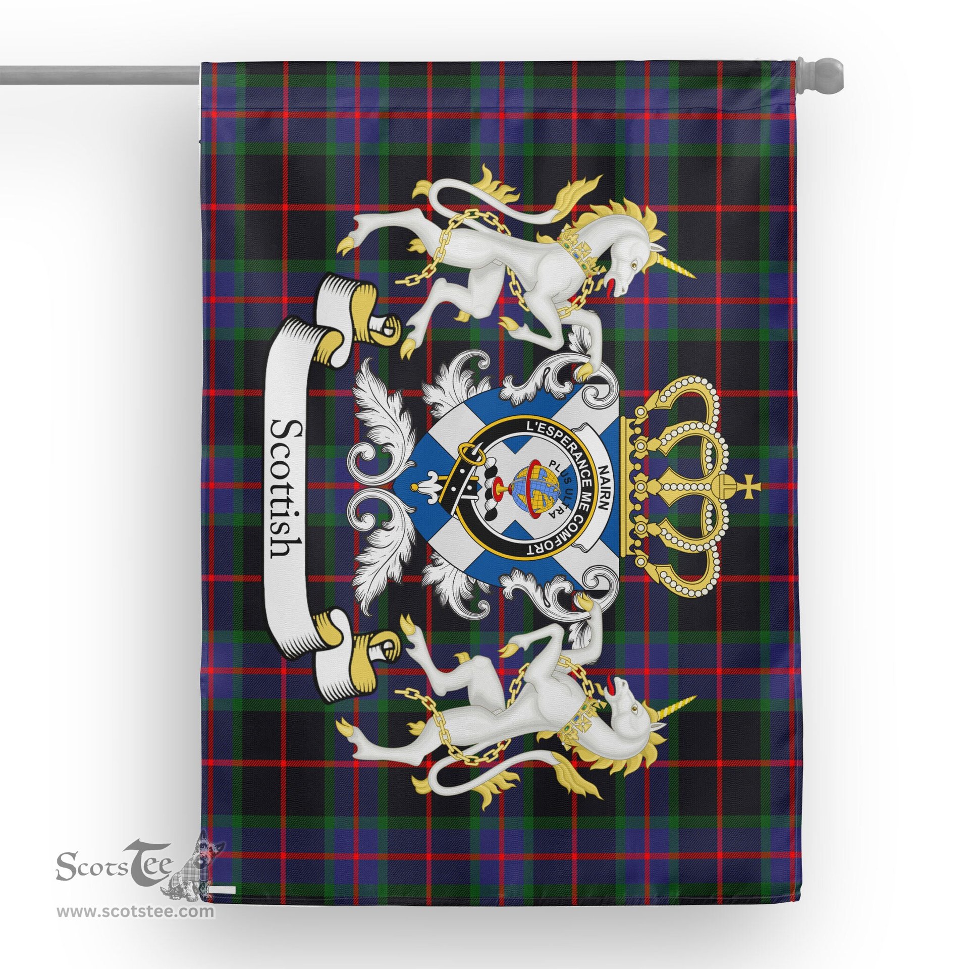 Scotstee Shop Tartan House Flag - Nairn Tartan Flag Clan Badge With Lion Scottish, Tartan Garden Flag, Tartan Flag, Tartan House Flag, Plaid Flag, Christmas Plaid Flag