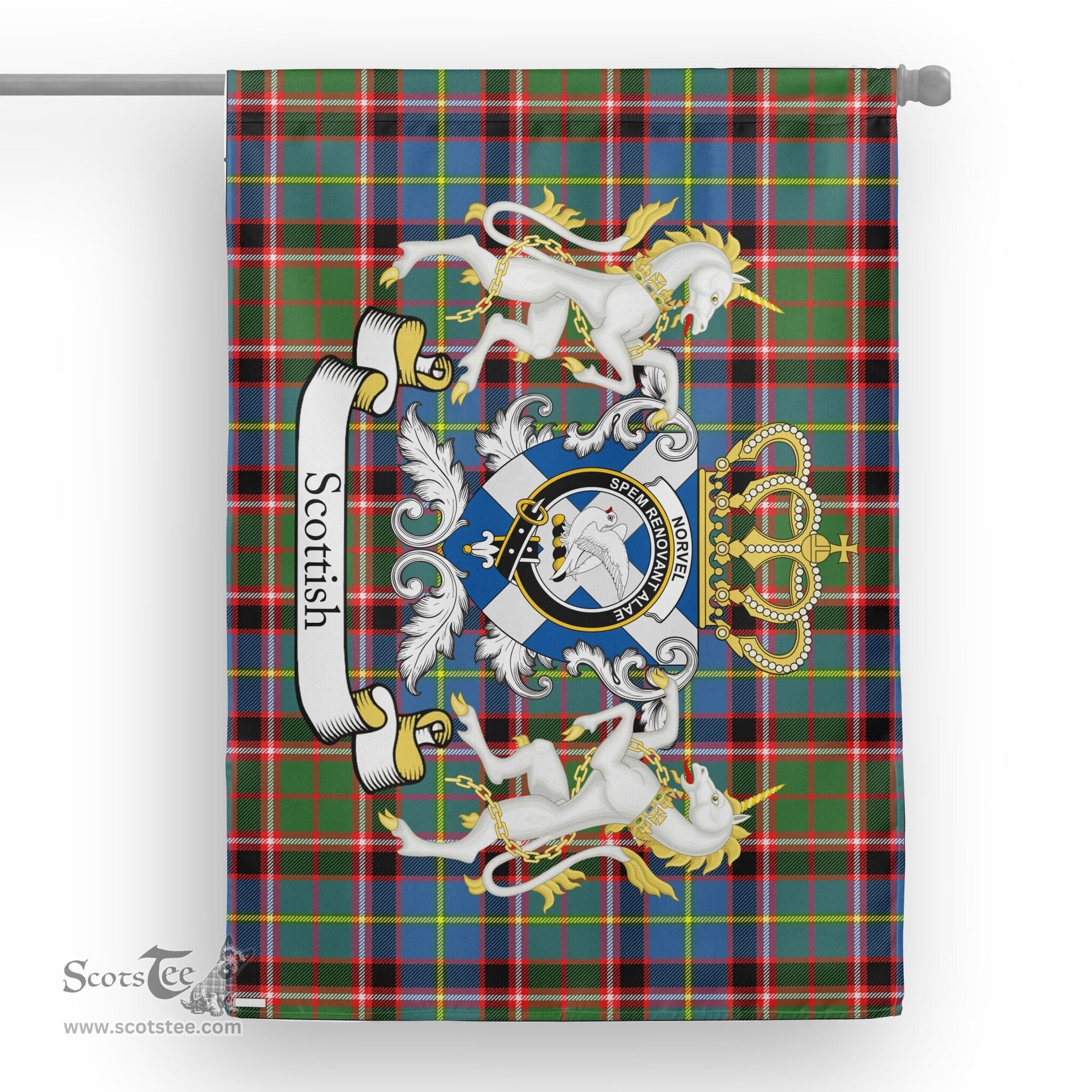 Scotstee Shop Tartan House Flag - Norvel Tartan Flag Clan Badge With Lion Scottish, Tartan Garden Flag, Tartan Flag, Tartan House Flag, Plaid Flag, Christmas Plaid Flag