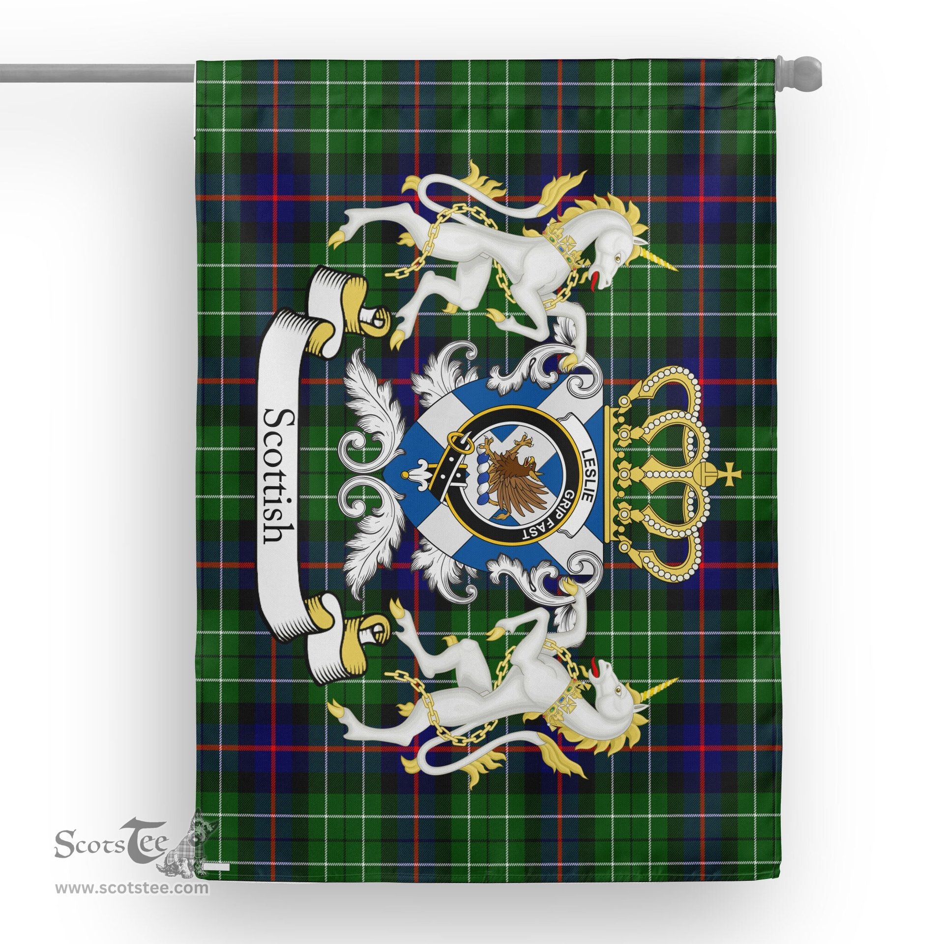 Scotstee Shop Tartan House Flag - Leslie Earl of Rothes Tartan Flag Clan Badge With Lion Scottish, Tartan Garden Flag, Tartan Flag, Tartan House Flag, Plaid Flag, Christmas Plaid Flag
