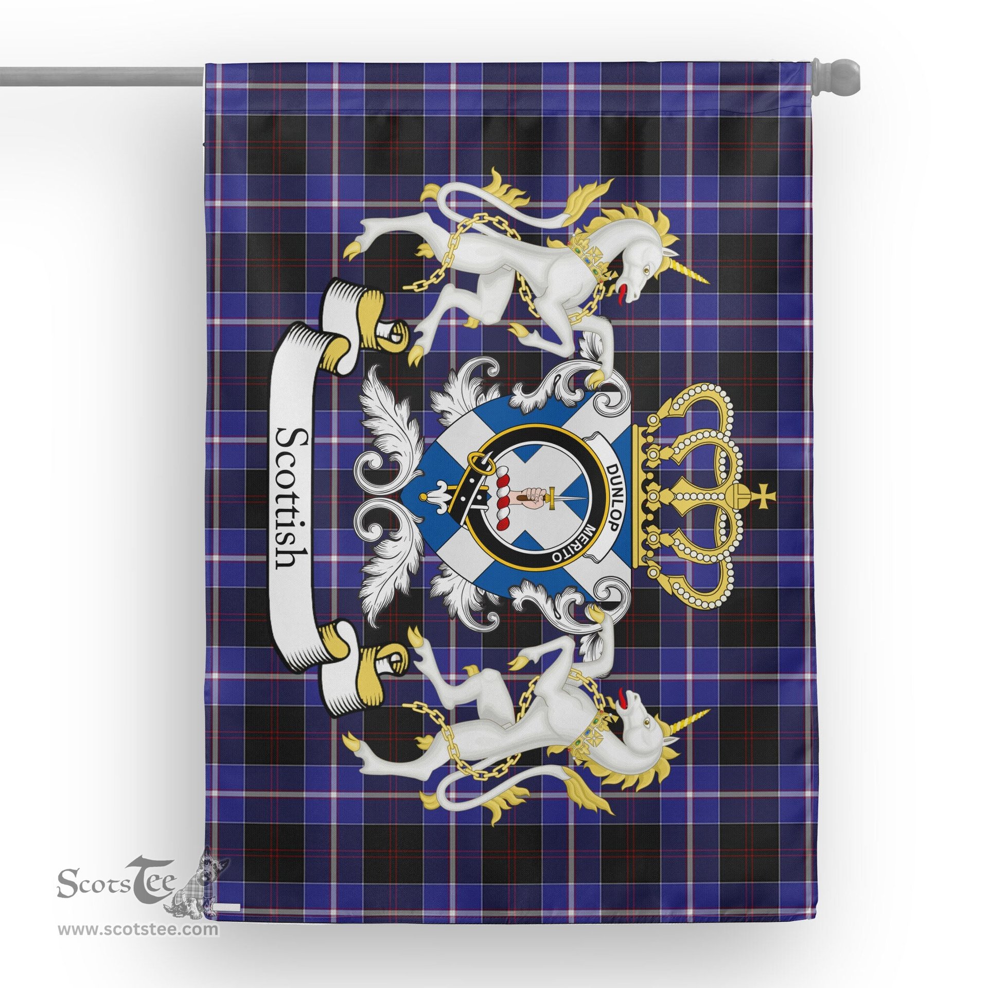 Scotstee Shop Tartan House Flag - Dunlop Tartan Flag Clan Badge With Lion Scottish, Tartan Garden Flag, Tartan Flag, Tartan House Flag, Plaid Flag, Christmas Plaid Flag