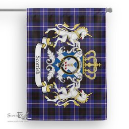 Scotstee Shop Tartan House Flag - Dunlop Tartan Flag Clan Badge With Lion Scottish, Tartan Garden Flag, Tartan Flag, Tartan House Flag, Plaid Flag, Christmas Plaid Flag