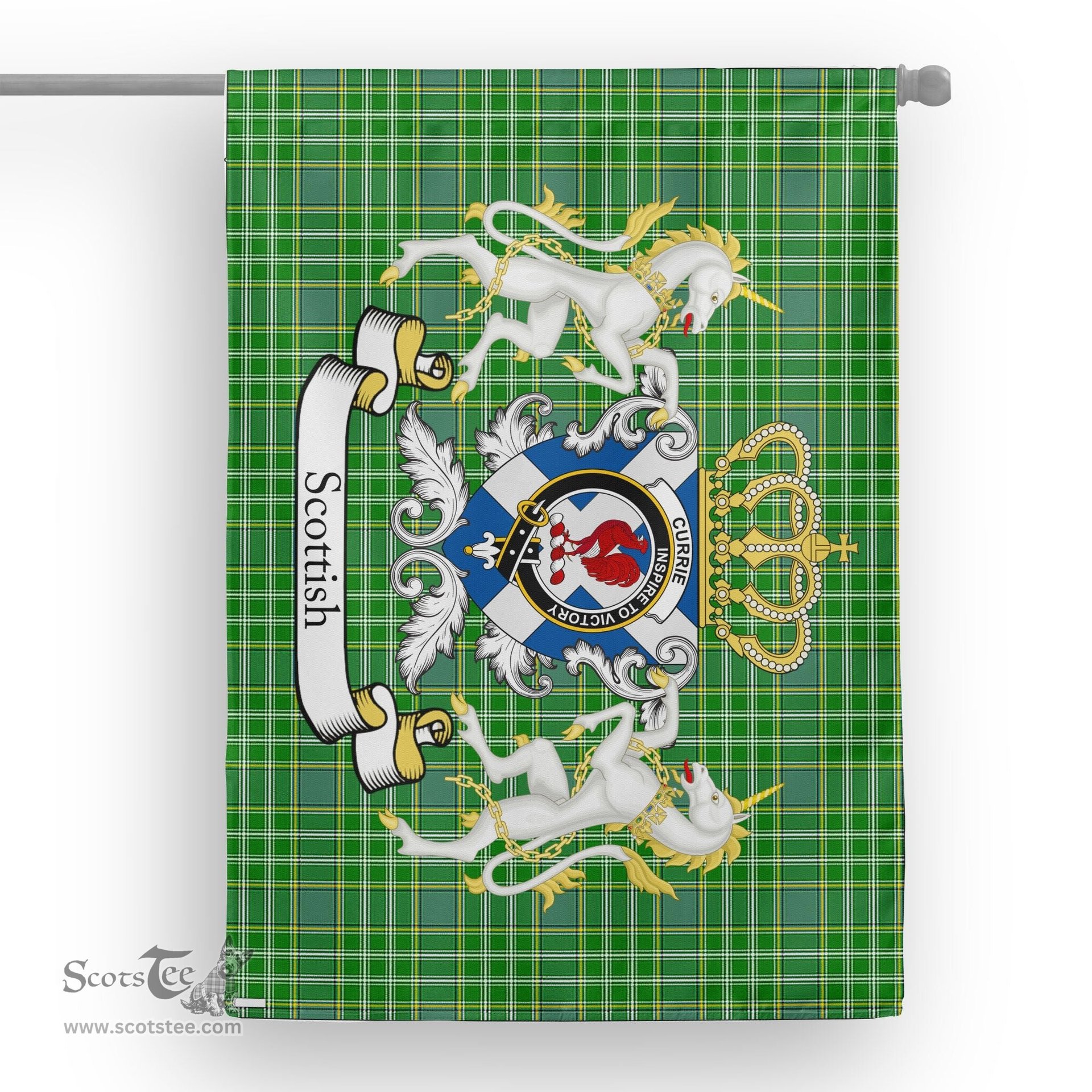 Scotstee Shop Tartan House Flag - Currie Tartan Flag Clan Badge With Lion Scottish, Tartan Garden Flag, Tartan Flag, Tartan House Flag, Plaid Flag, Christmas Plaid Flag