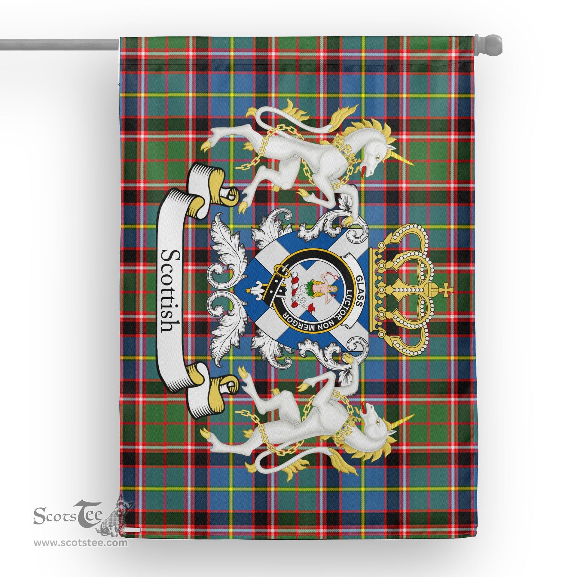 Scotstee Shop Tartan House Flag - Glass Tartan Flag Clan Badge With Lion Scottish, Tartan Garden Flag, Tartan Flag, Tartan House Flag, Plaid Flag, Christmas Plaid Flag