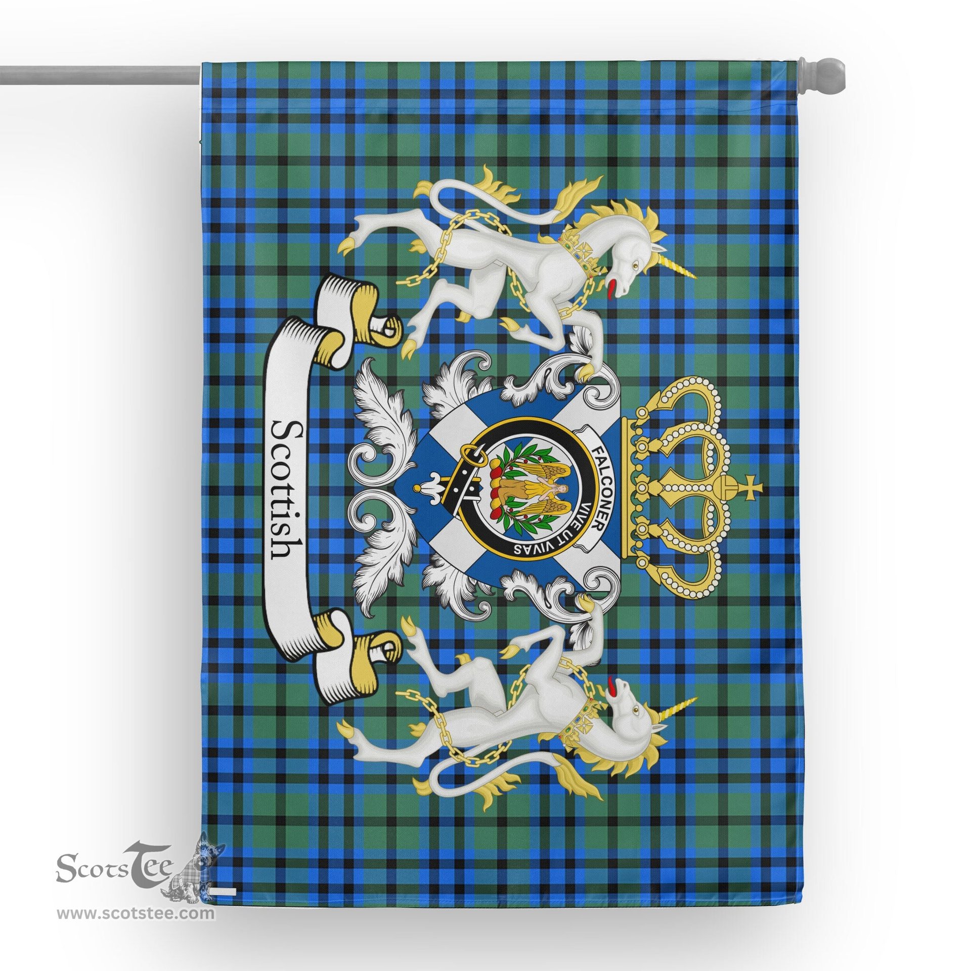 Scotstee Shop Tartan House Flag - Falconer Tartan Flag Clan Badge With Lion Scottish, Tartan Garden Flag, Tartan Flag, Tartan House Flag, Plaid Flag, Christmas Plaid Flag