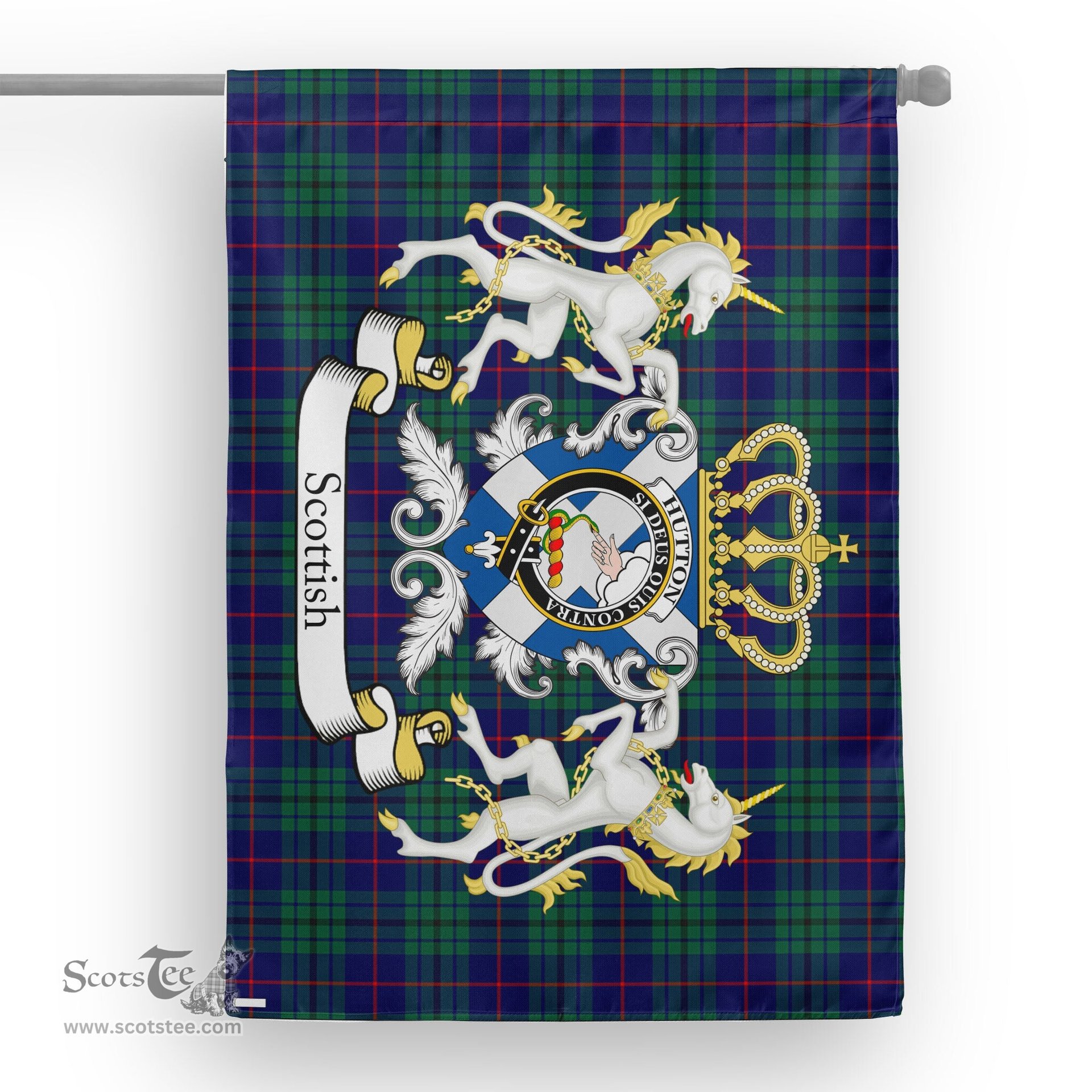 Scotstee Shop Tartan House Flag - Hutton Tartan Flag Clan Badge With Lion Scottish, Tartan Garden Flag, Tartan Flag, Tartan House Flag, Plaid Flag, Christmas Plaid Flag