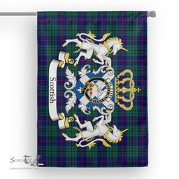Scotstee Shop Tartan House Flag - Hutton Tartan Flag Clan Badge With Lion Scottish, Tartan Garden Flag, Tartan Flag, Tartan House Flag, Plaid Flag, Christmas Plaid Flag
