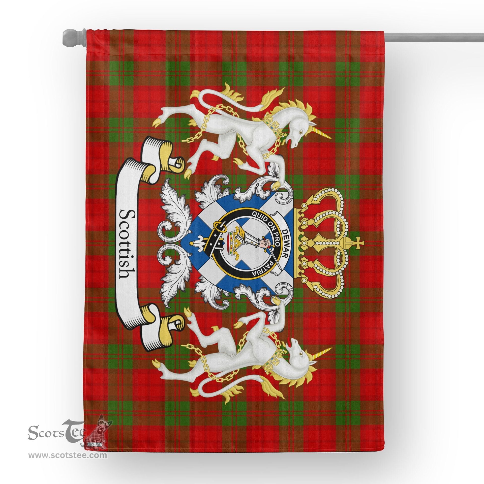 Scotstee Shop Tartan House Flag - Dewar Tartan Flag Clan Badge With Lion Scottish, Tartan Garden Flag, Tartan Flag, Tartan House Flag, Plaid Flag, Christmas Plaid Flag