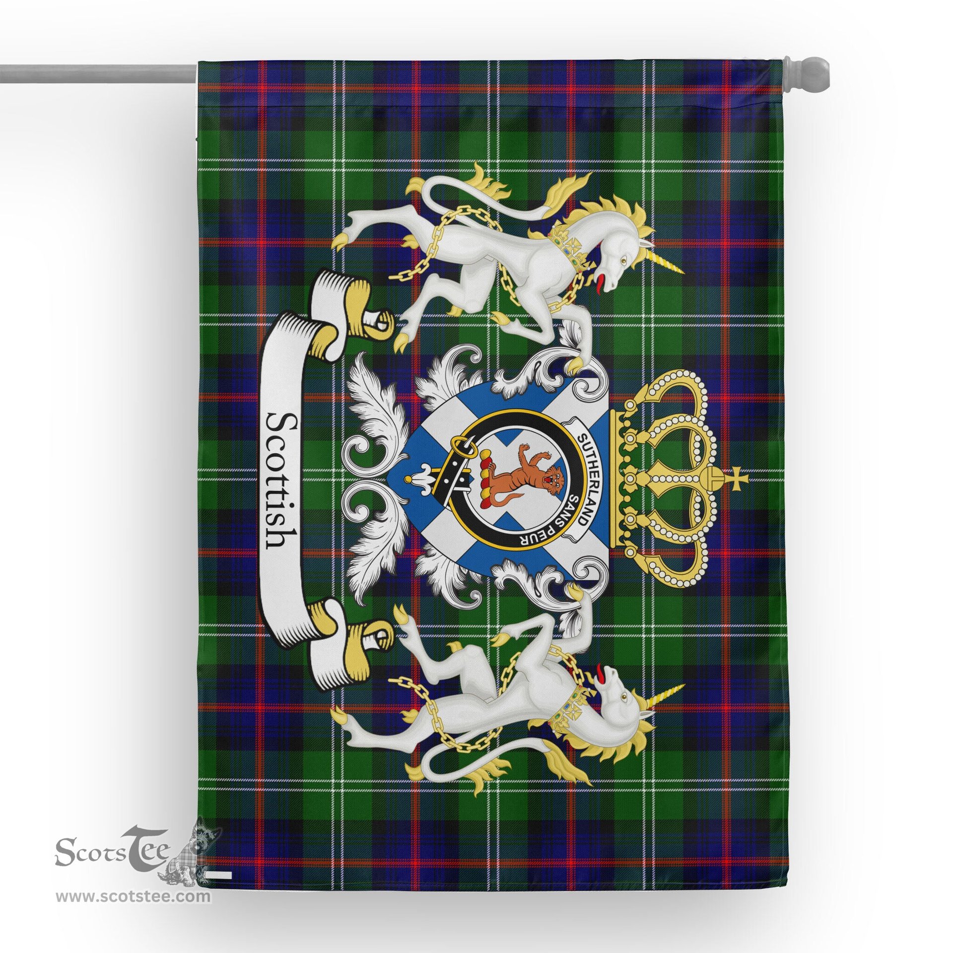 Scotstee Shop Tartan House Flag - Sutherland I Tartan Flag Clan Badge With Lion Scottish, Tartan Garden Flag, Tartan Flag, Tartan House Flag, Plaid Flag, Christmas Plaid Flag