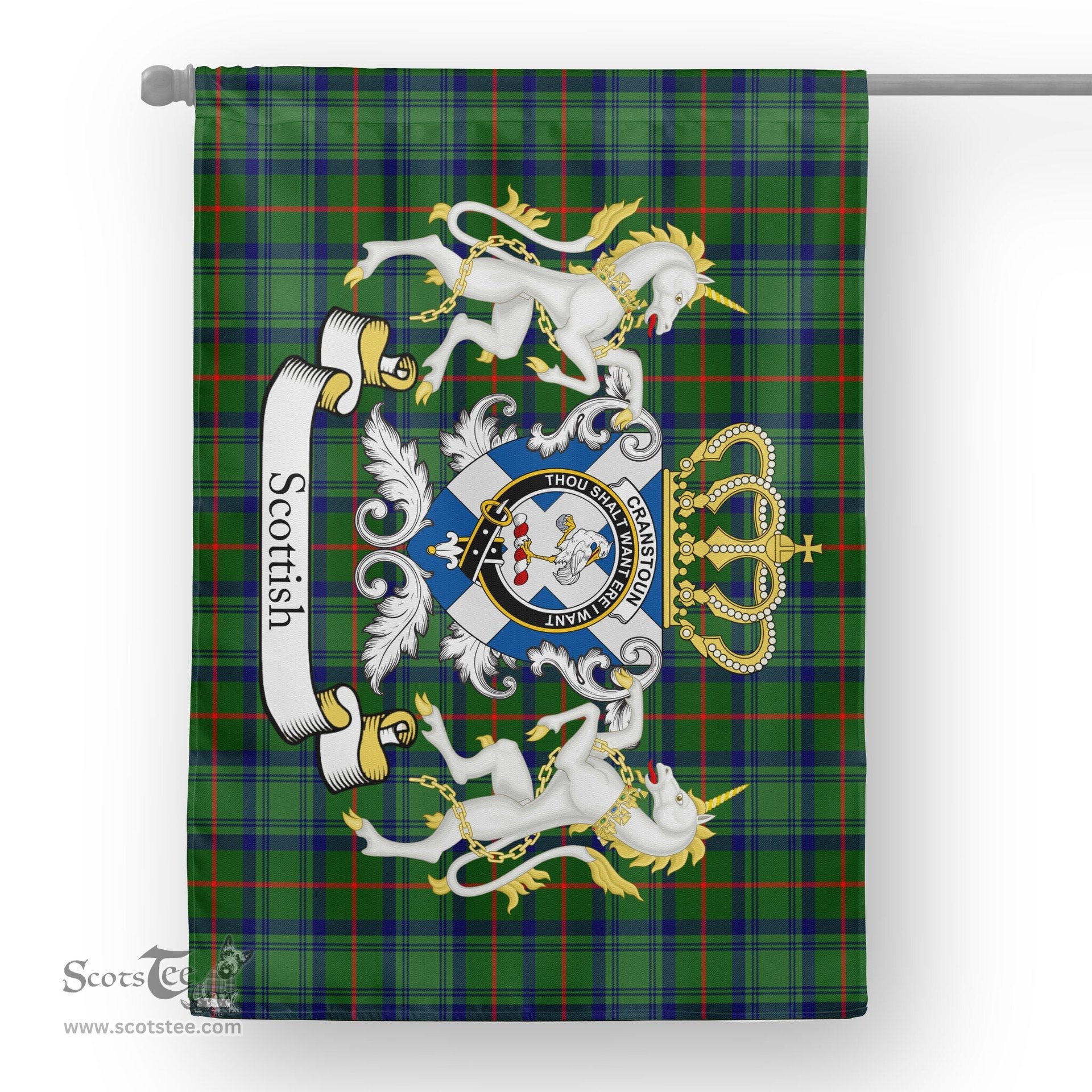 Scotstee Shop Tartan House Flag - Cranstoun Tartan Flag Clan Badge With Lion Scottish, Tartan Garden Flag, Tartan Flag, Tartan House Flag, Plaid Flag, Christmas Plaid Flag