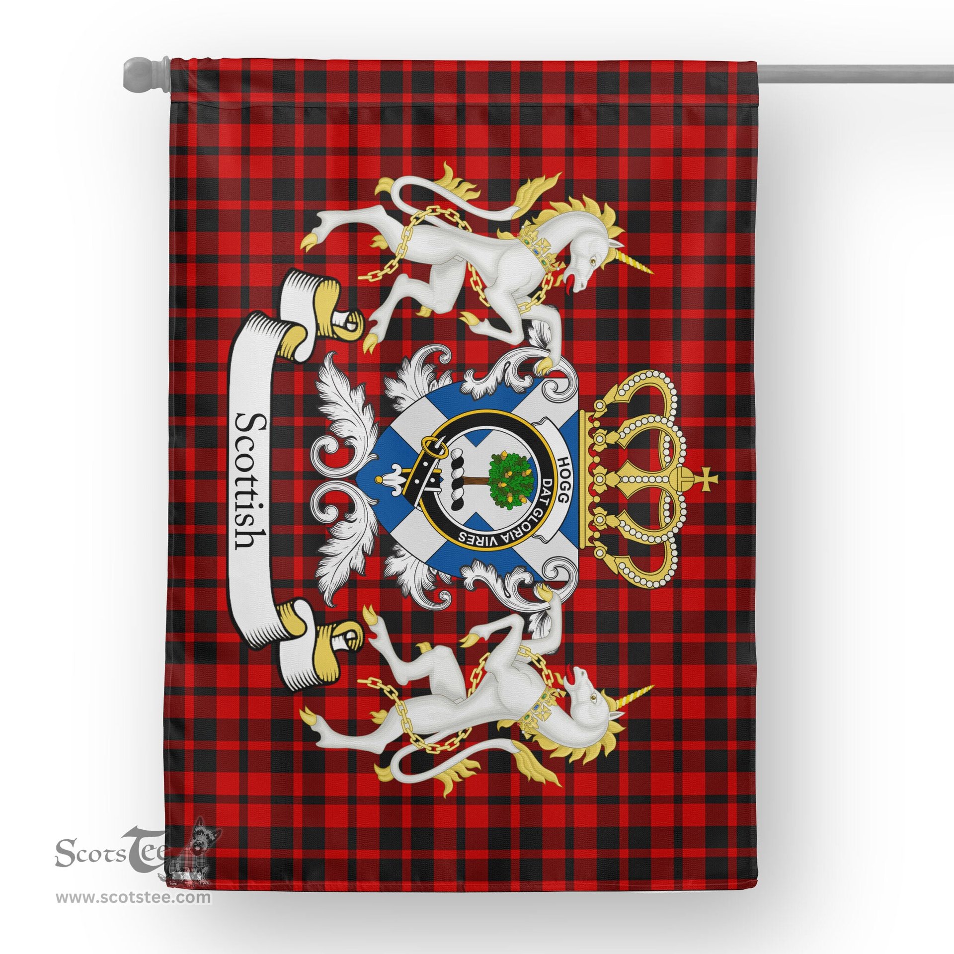 Scotstee Shop Tartan House Flag - Hogg Tartan Flag Clan Badge With Lion Scottish, Tartan Garden Flag, Tartan Flag, Tartan House Flag, Plaid Flag, Christmas Plaid Flag