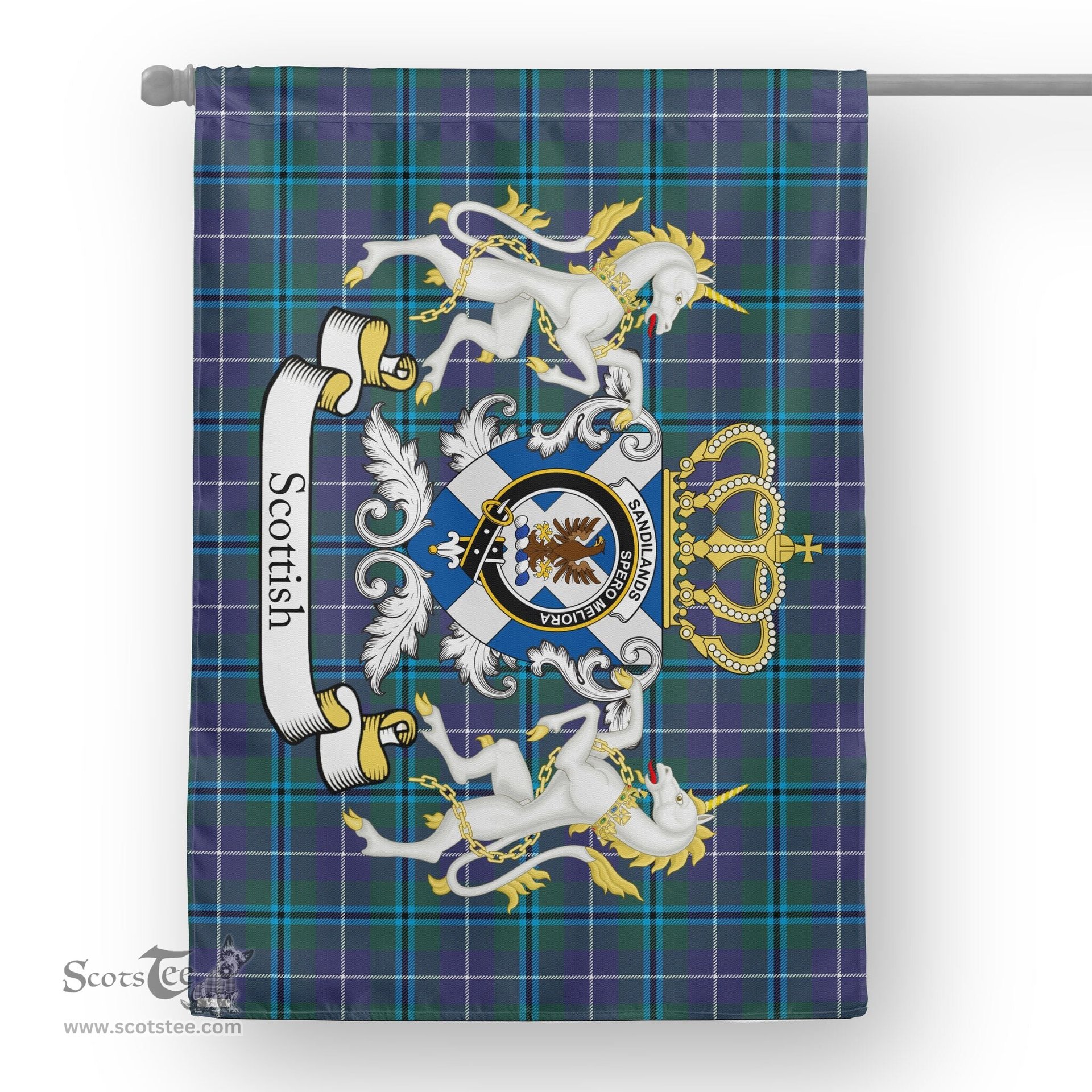 Scotstee Shop Tartan House Flag - Sandilands Tartan Flag Clan Badge With Lion Scottish, Tartan Garden Flag, Tartan Flag, Tartan House Flag, Plaid Flag, Christmas Plaid Flag