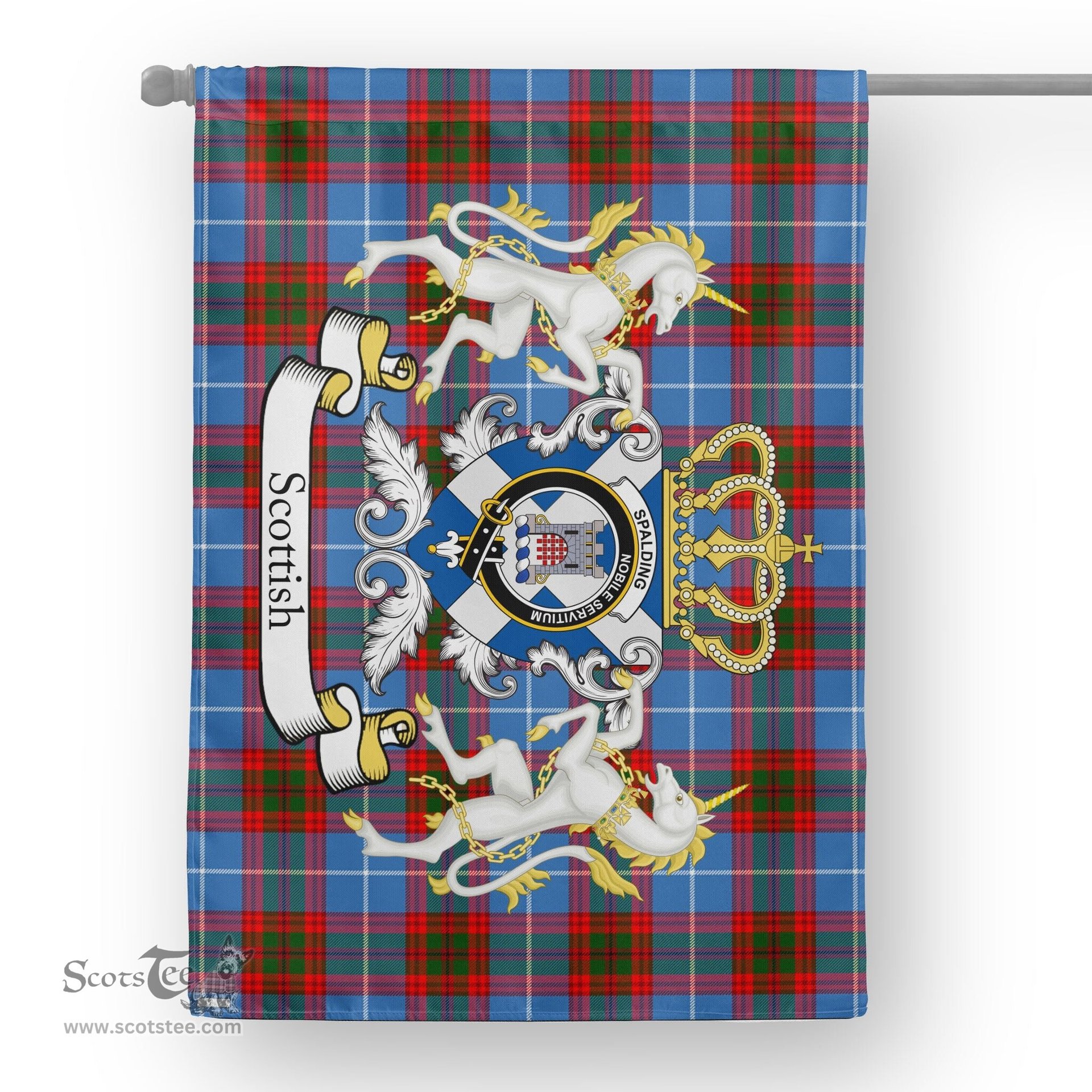 Scotstee Shop Tartan House Flag - Spalding Tartan Flag Clan Badge With Lion Scottish, Tartan Garden Flag, Tartan Flag, Tartan House Flag, Plaid Flag, Christmas Plaid Flag