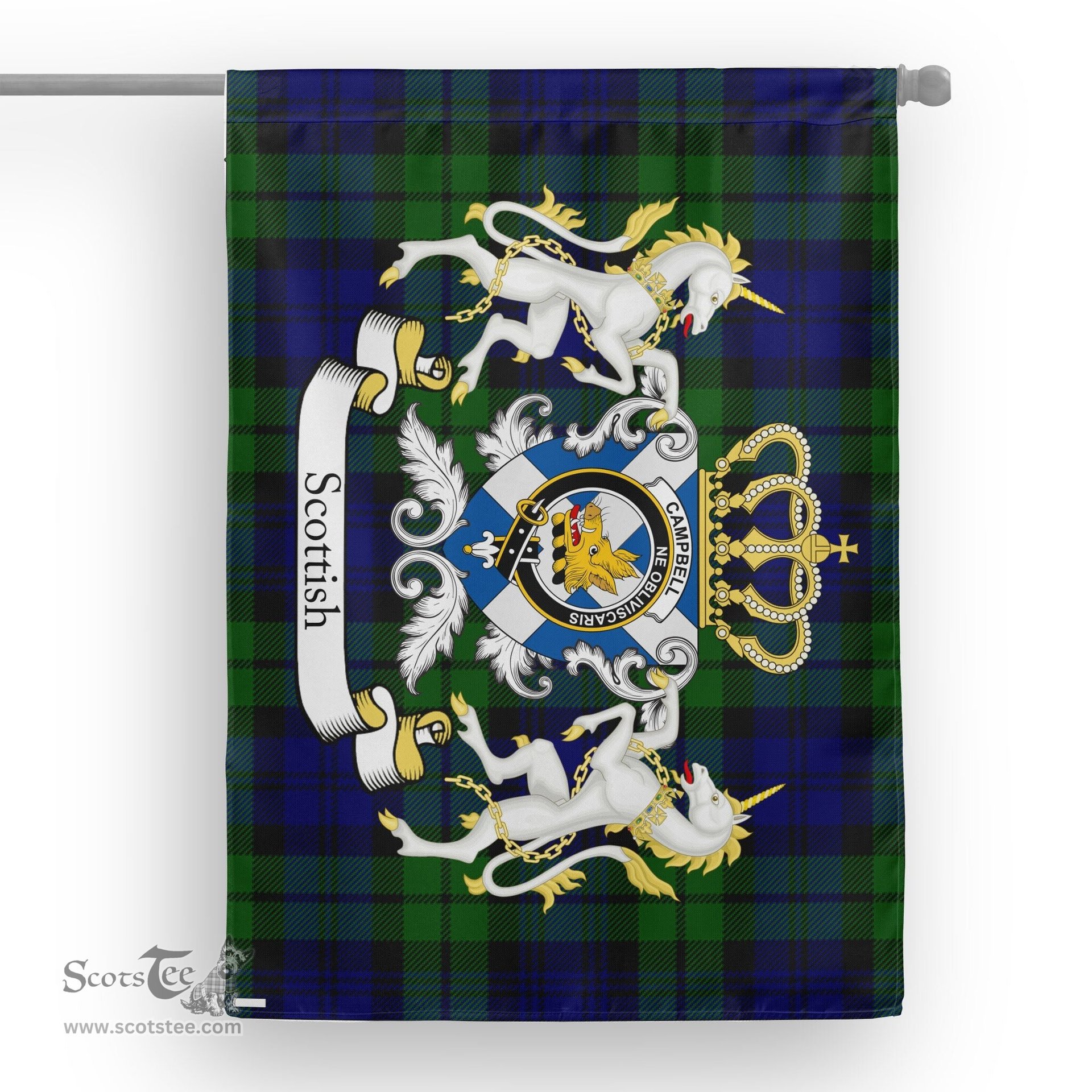 Scotstee Shop Tartan House Flag - Campbell Tartan Flag Clan Badge With Lion Scottish, Tartan Garden Flag, Tartan Flag, Tartan House Flag, Plaid Flag, Christmas Plaid Flag