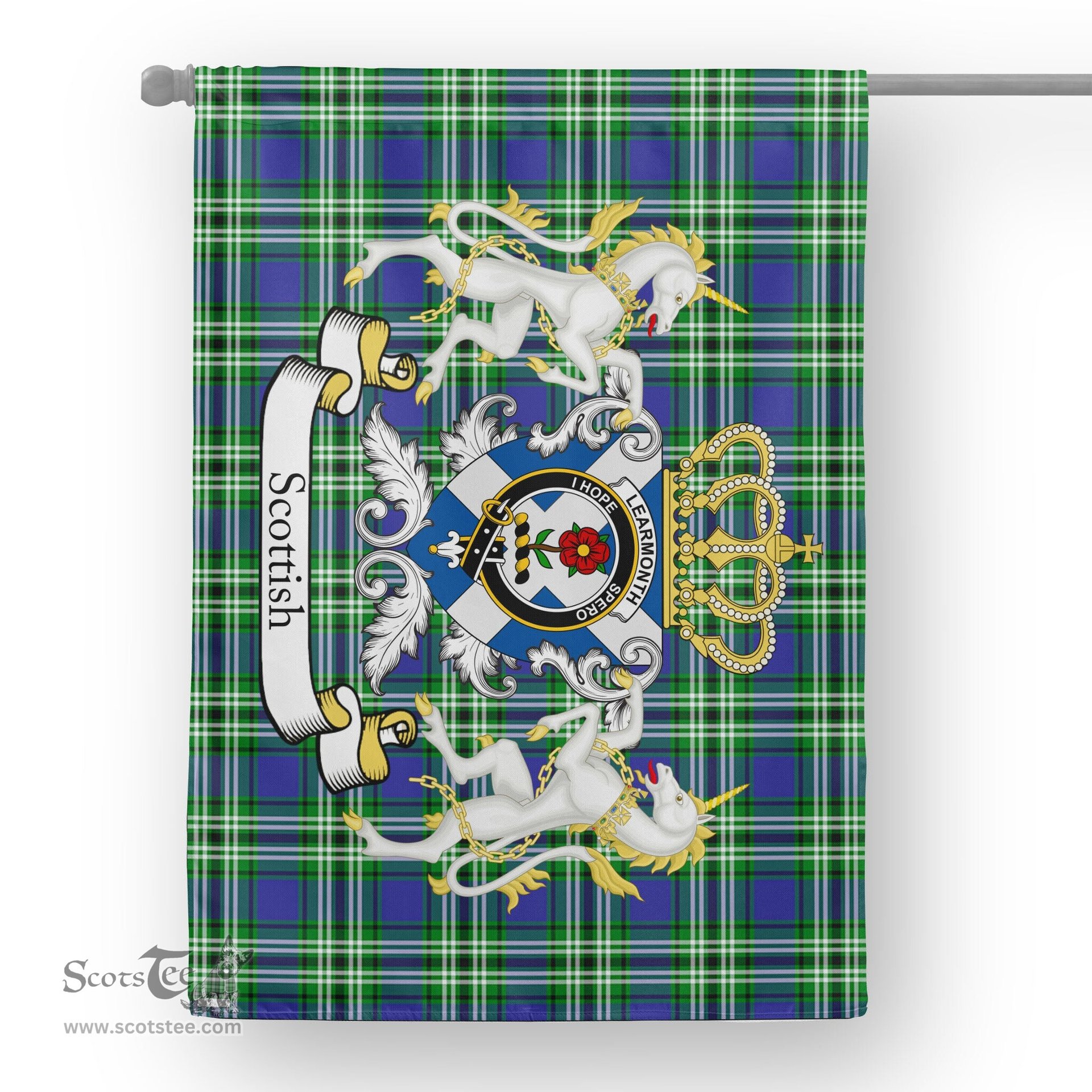 Scotstee Shop Tartan House Flag - Learmonth Tartan Flag Clan Badge With Lion Scottish, Tartan Garden Flag, Tartan Flag, Tartan House Flag, Plaid Flag, Christmas Plaid Flag