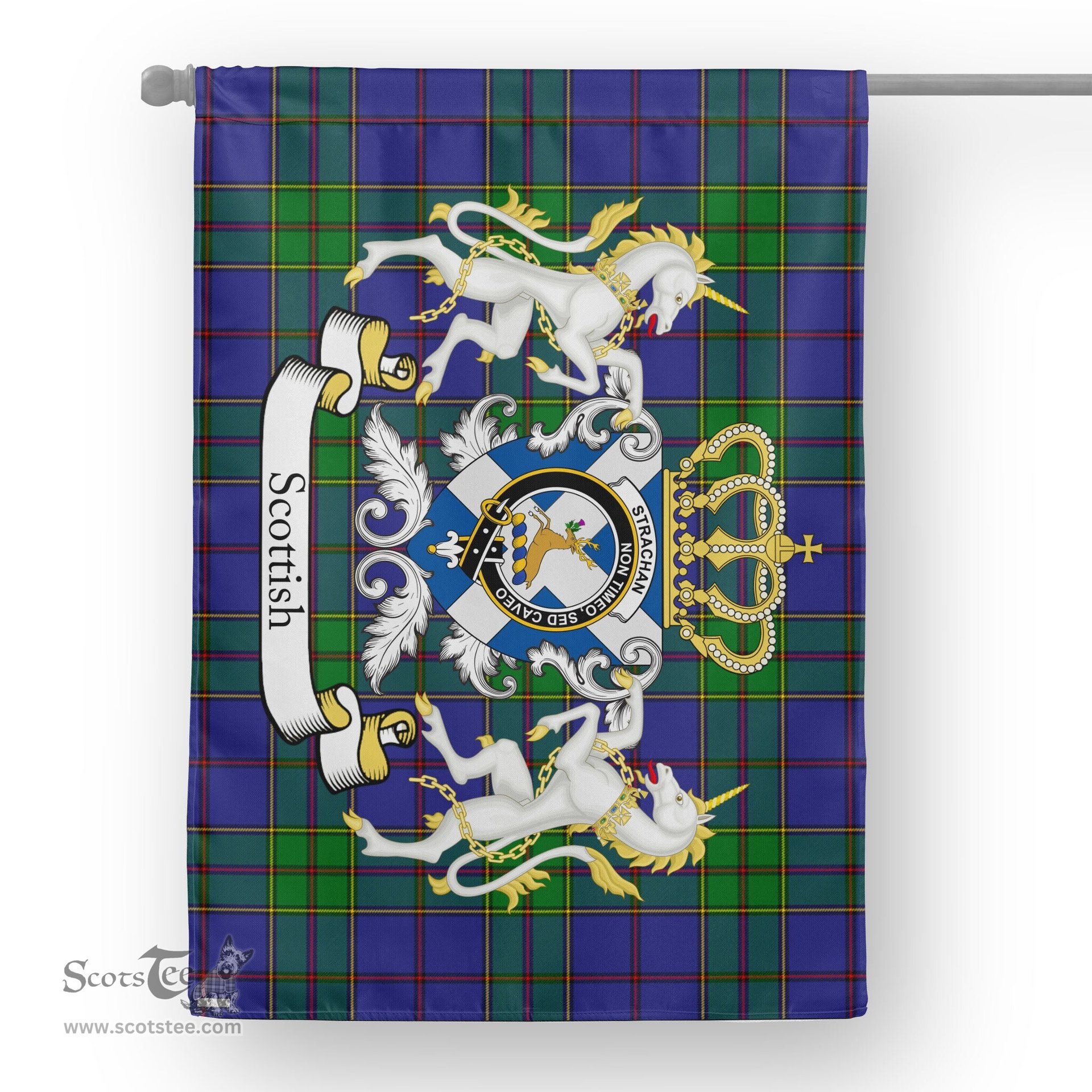 Scotstee Shop Tartan House Flag - Strachan Tartan Flag Clan Badge With Lion Scottish, Tartan Garden Flag, Tartan Flag, Tartan House Flag, Plaid Flag, Christmas Plaid Flag