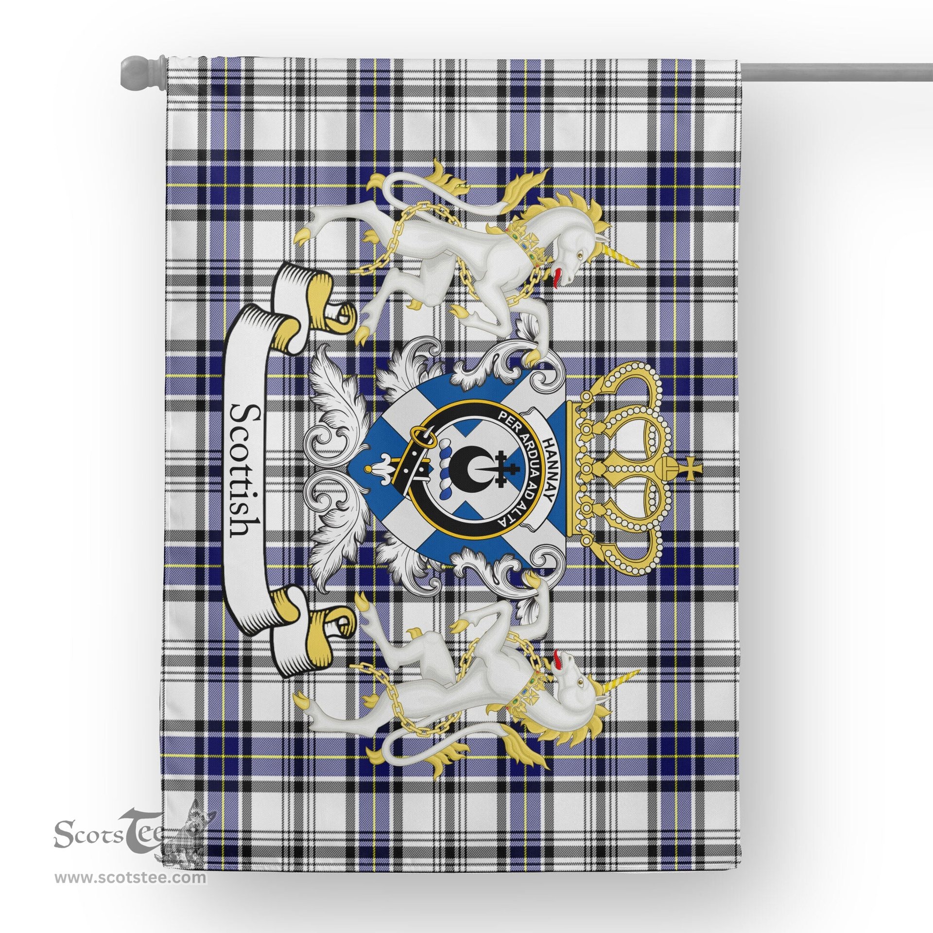 Scotstee Shop Tartan House Flag - Hannay Tartan Flag Clan Badge With Lion Scottish, Tartan Garden Flag, Tartan Flag, Tartan House Flag, Plaid Flag, Christmas Plaid Flag